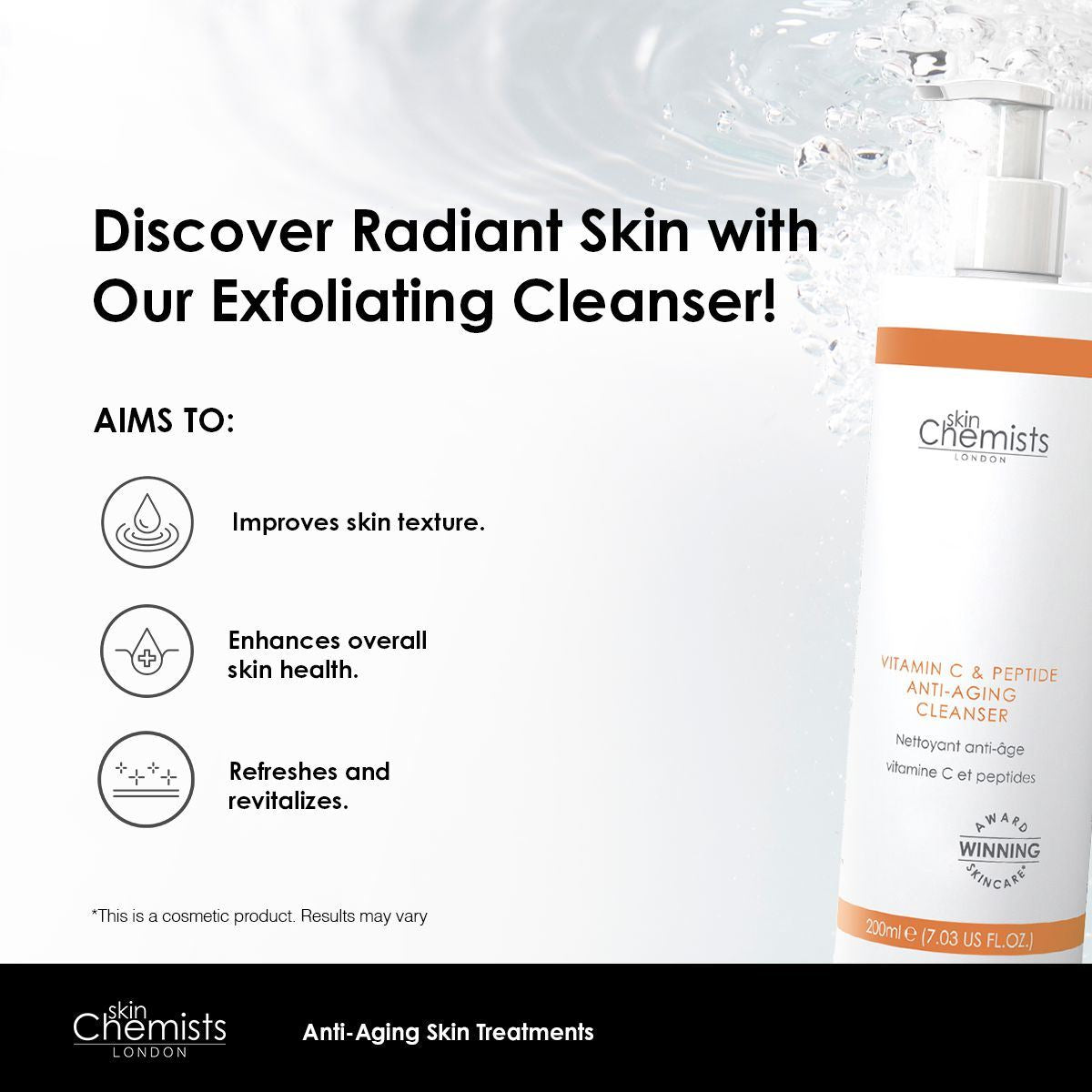 skinChemists Vitamin C & Peptide Cleanser 200ml Twin Value Savings Pack