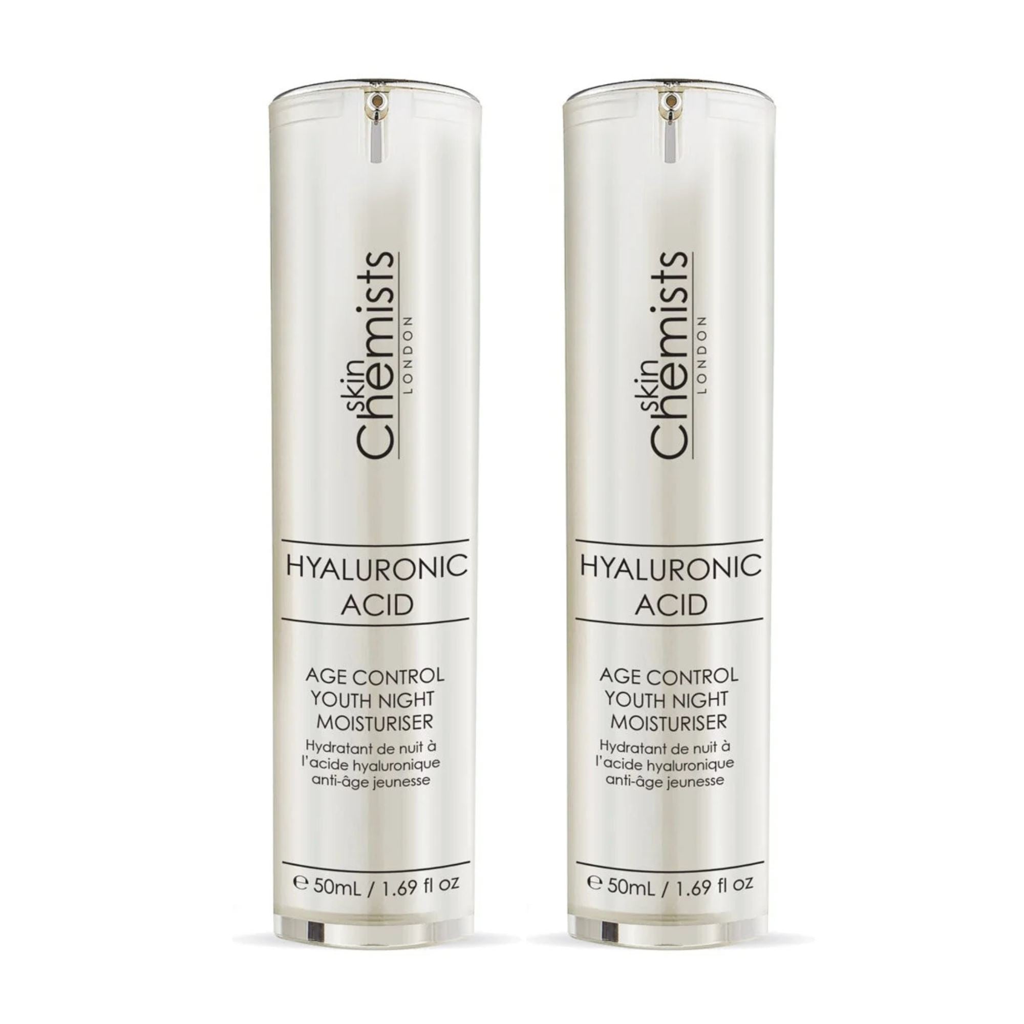 skinChemists Hyaluronic Acid Age Control Youth Night Moisturiser 50ml Twin Value Savings Pack