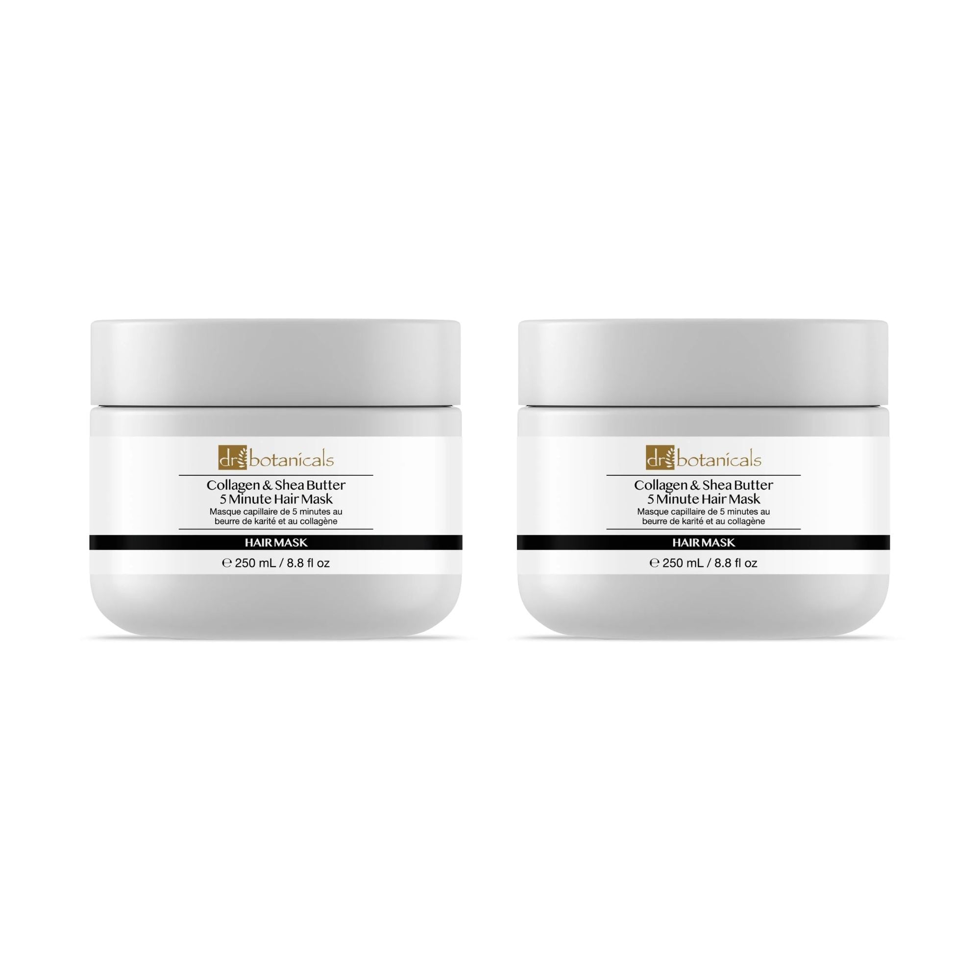 Dr Botanicals Collagen & Shea Butter 5 Minute Hair Mask 250ml Twin Value Savings Pack