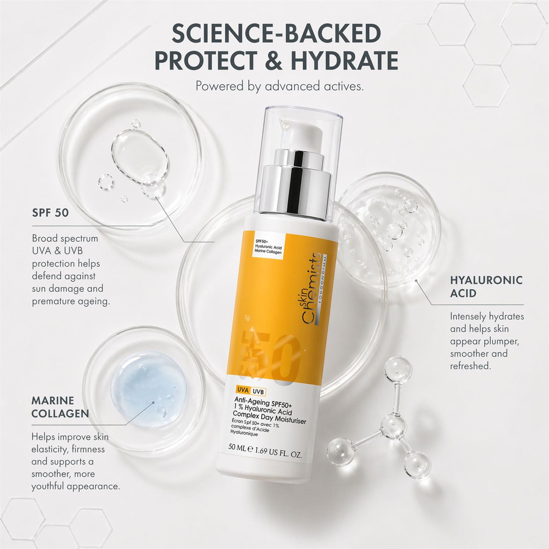 Anti-Ageing SPF50+ 1 % Hyaluronic Acid Complex Day Moisturiser