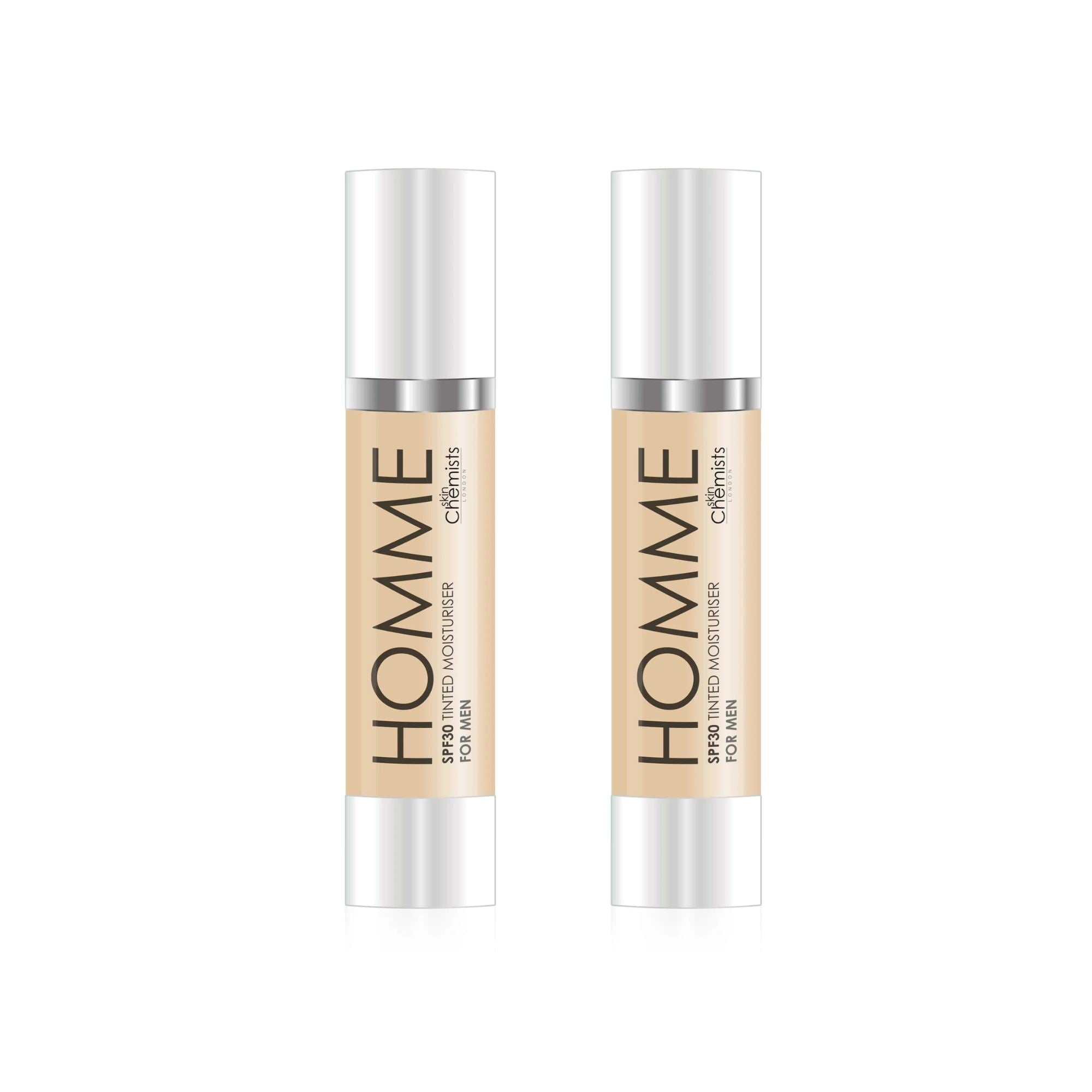 skinChemists Men's Tinted Light Moisturiser SPF 30 50ml Twin Value Savings Pack