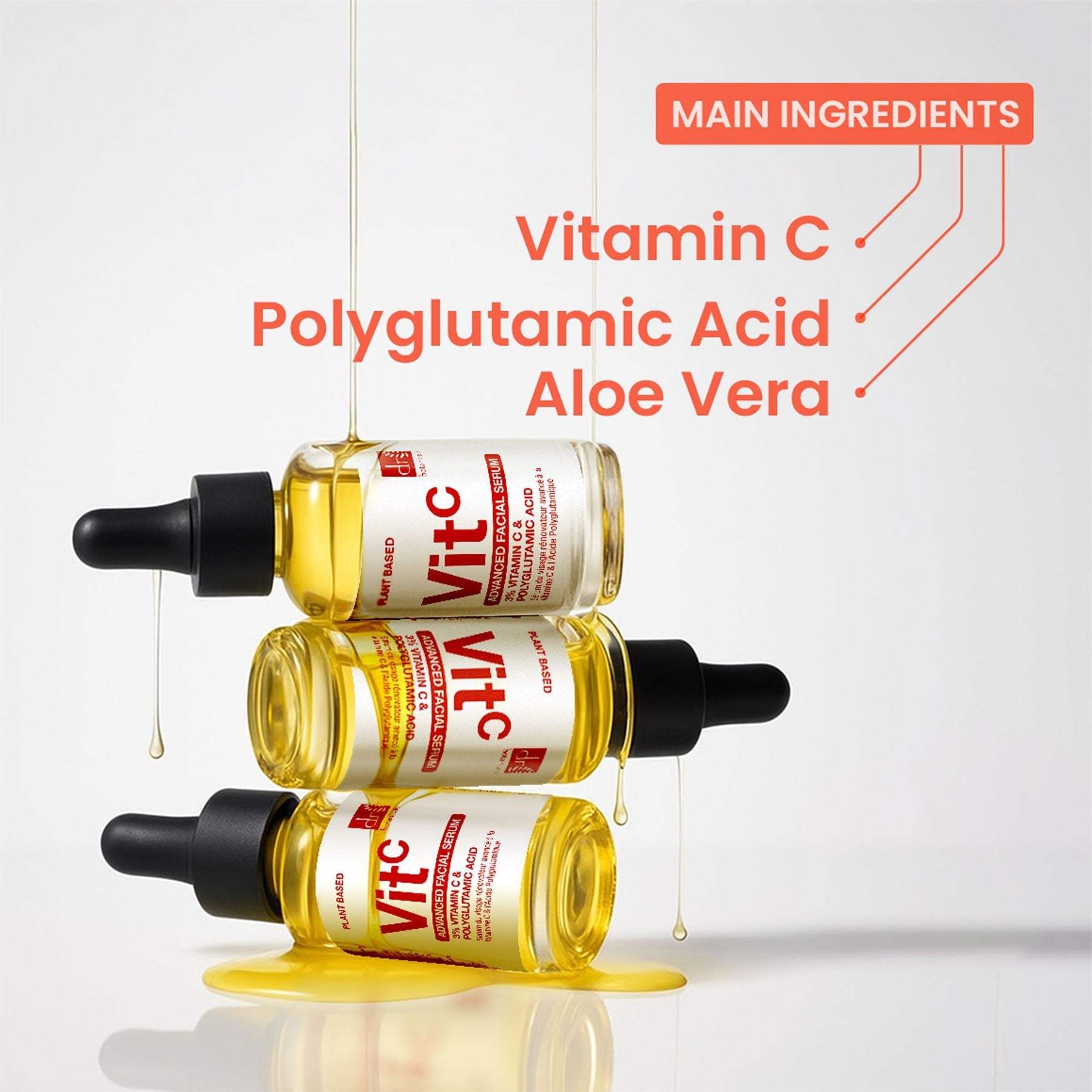 Dr Botanicals Apothecary Vitamin C & Polyglutamic Acid Facial Serum | Brightens, Hydrates & Revitalises | 30ml