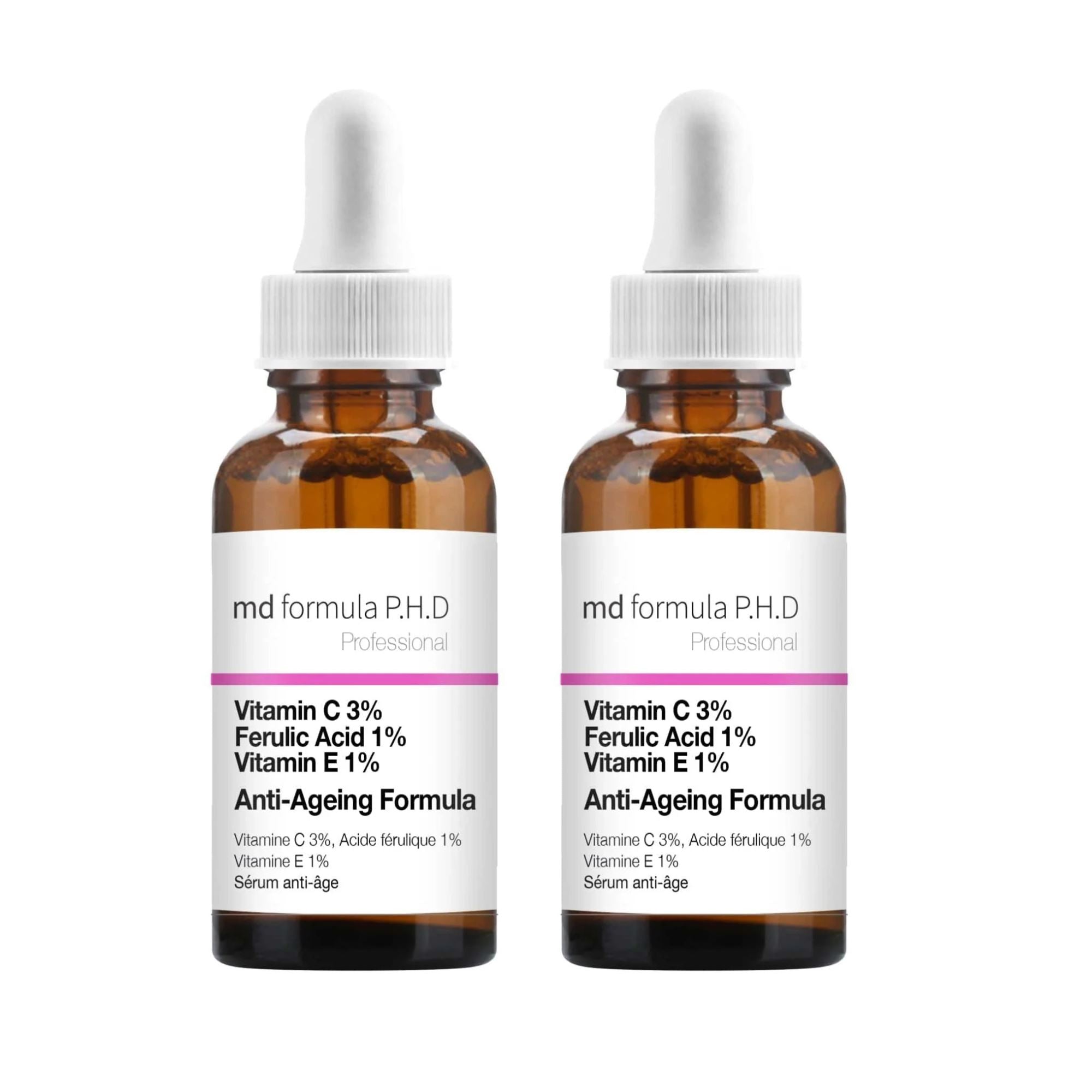 MD Formula Anti-Ageing Serum Vitamin C 3%, Ferulic Acid 1%, Vitamin E 1% 30ml Twin Value Savings Pack