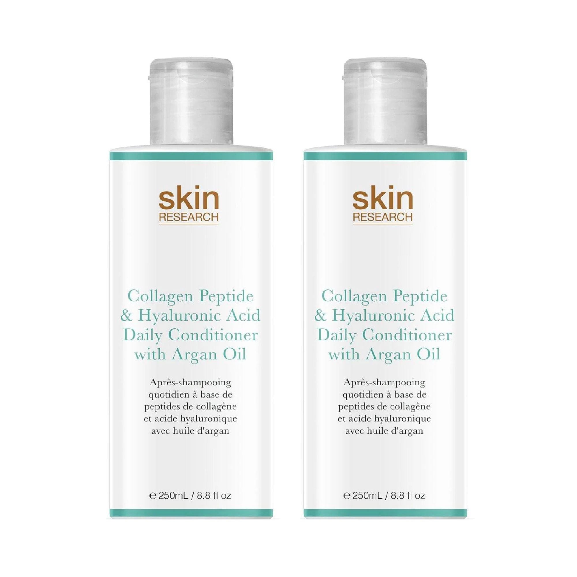 Skin Research Collagen Peptide & Hyaluronic Acid Daily Conditioner with Argan Oil 250ml Twin Value Savings Pack