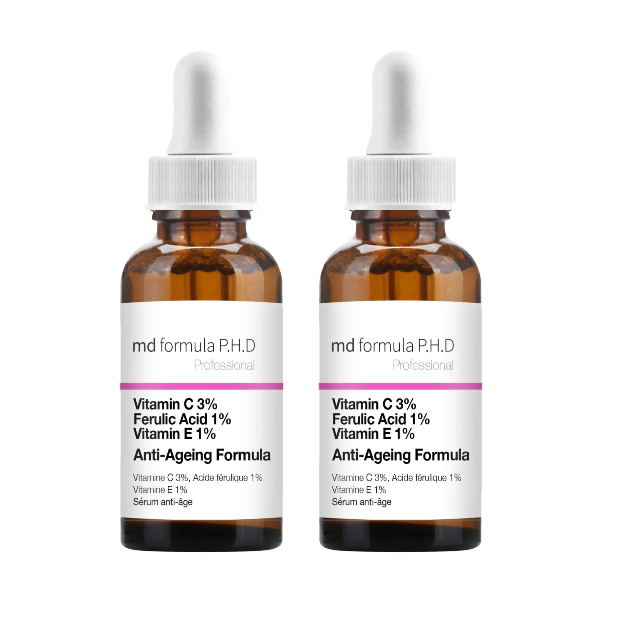 MD Formula Anti-Ageing Serum Vitamin C 3%, Ferulic Acid 1%, Vitamin E 1% 30ml Twin Value Savings Pack