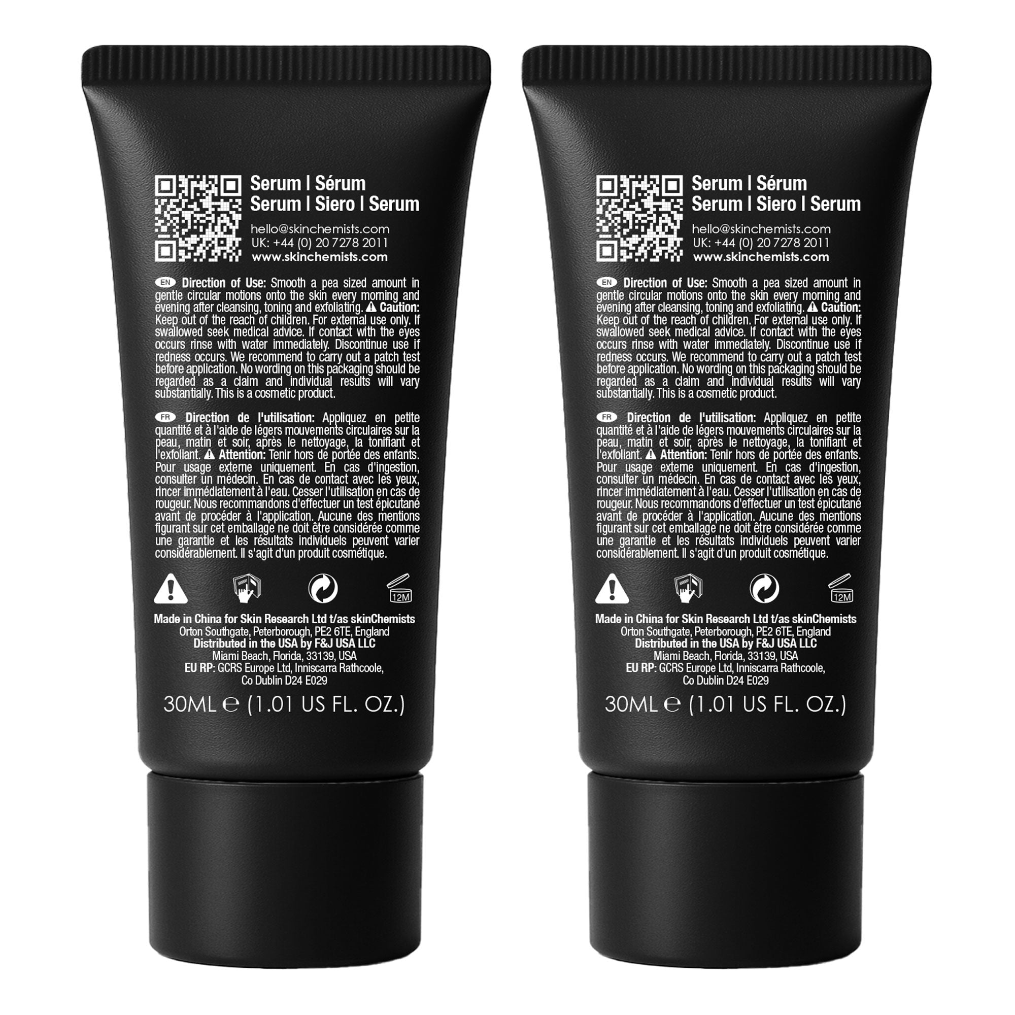 Snake Serum Anti-Ageing Facial Gel 30ml 2-Pack back tube