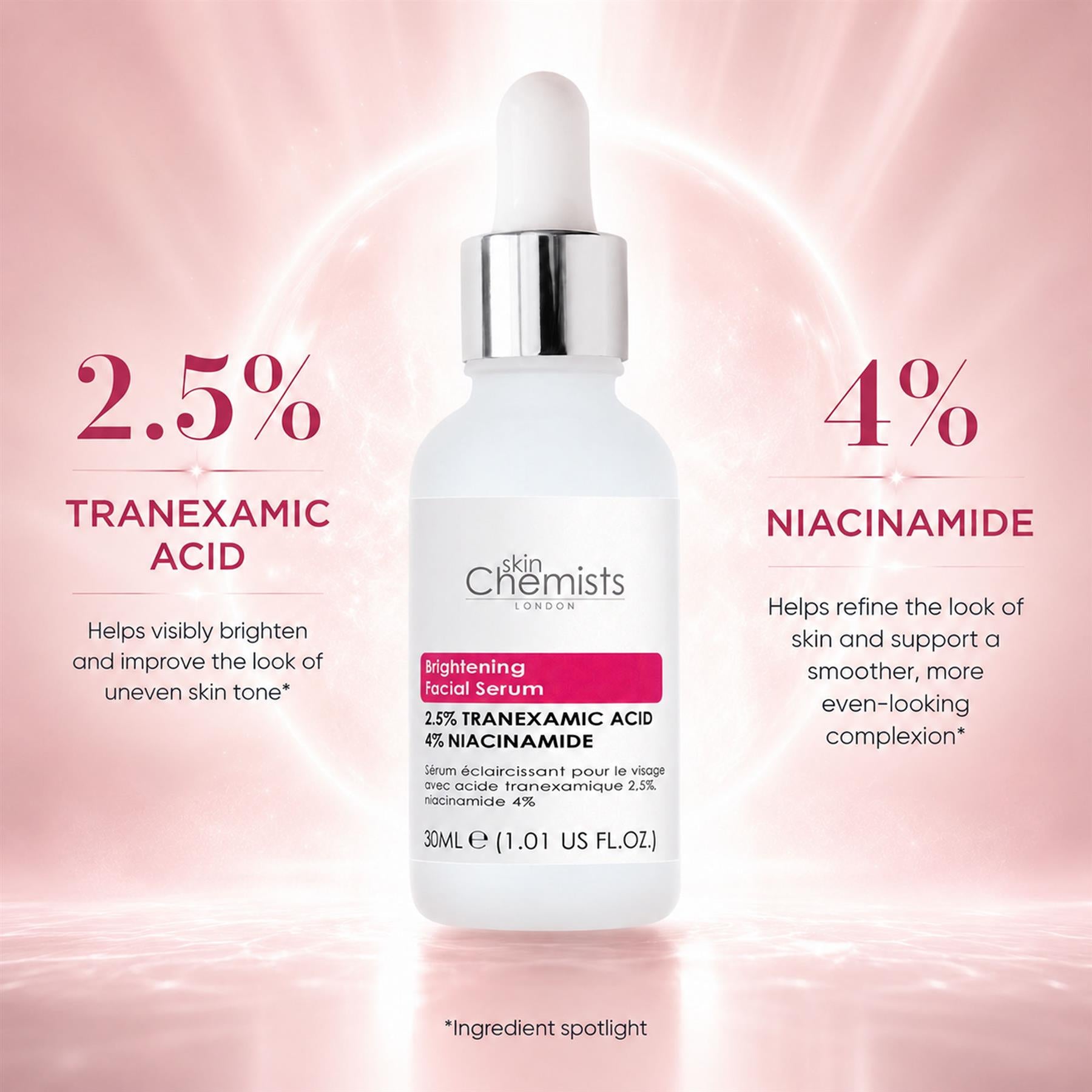 Brightening Tranexamic Acid 2.5%, Niacinamide 4% Facial Serum 30ml
