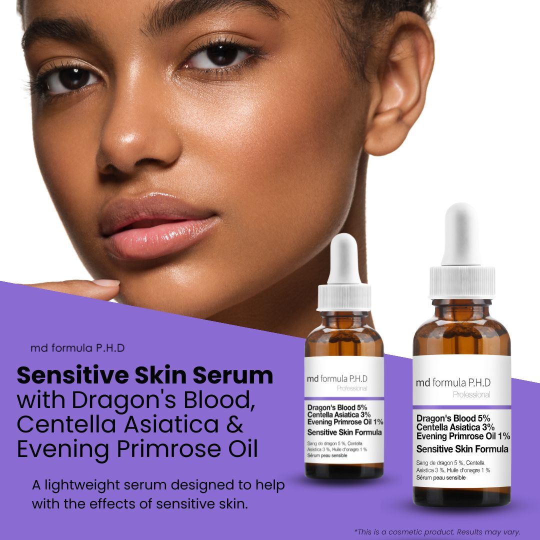 MD Formula Sensitive Skin Serum Dragon's Blood 5%, Centella Asistica 3%, Evening Primrose Oil 1% 30ml Twin Value Savings Pack