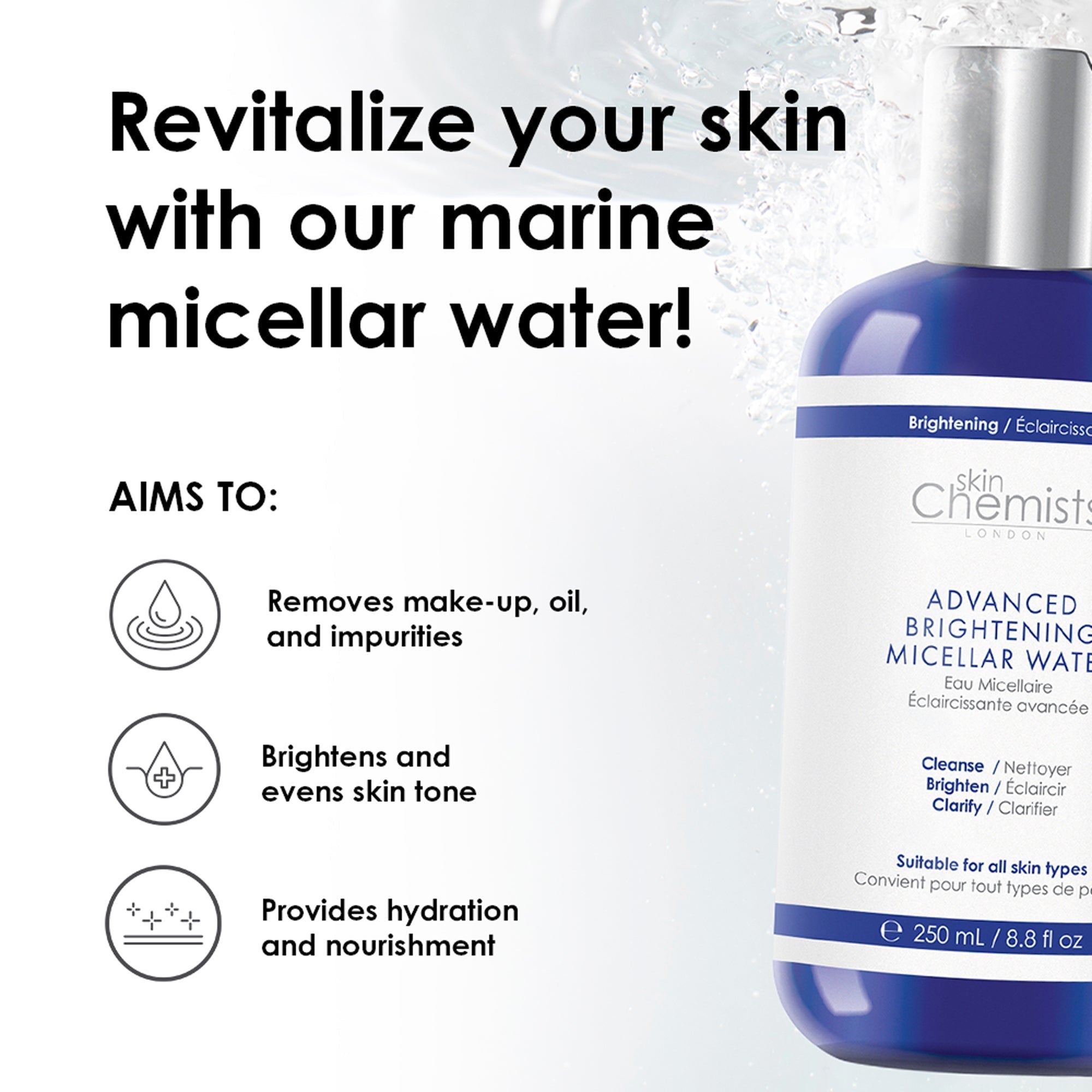 skinChemists Advanced Brightening Marine Micellar Water 250ml Twin Savings Pack