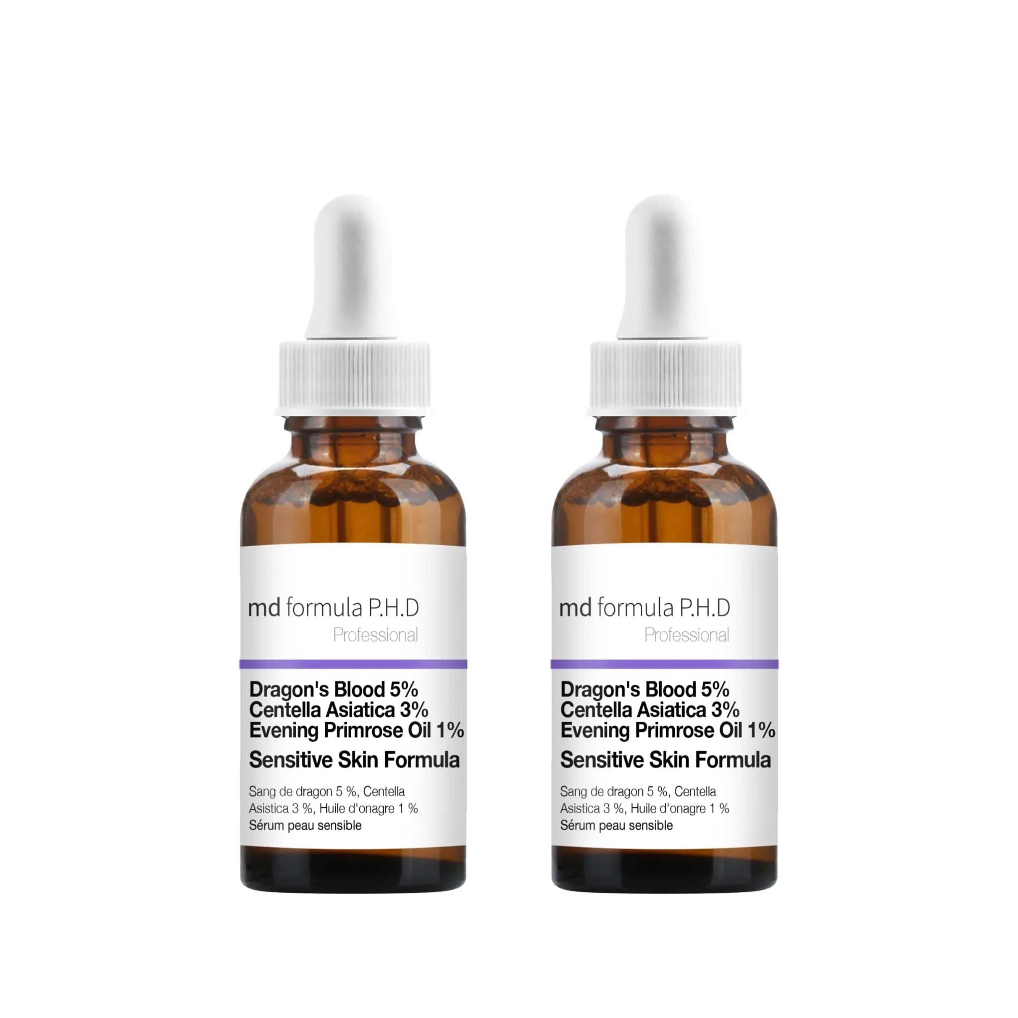 MD Formula Sensitive Skin Serum Dragon's Blood 5%, Centella Asistica 3%, Evening Primrose Oil 1% 30ml Twin Value Savings Pack