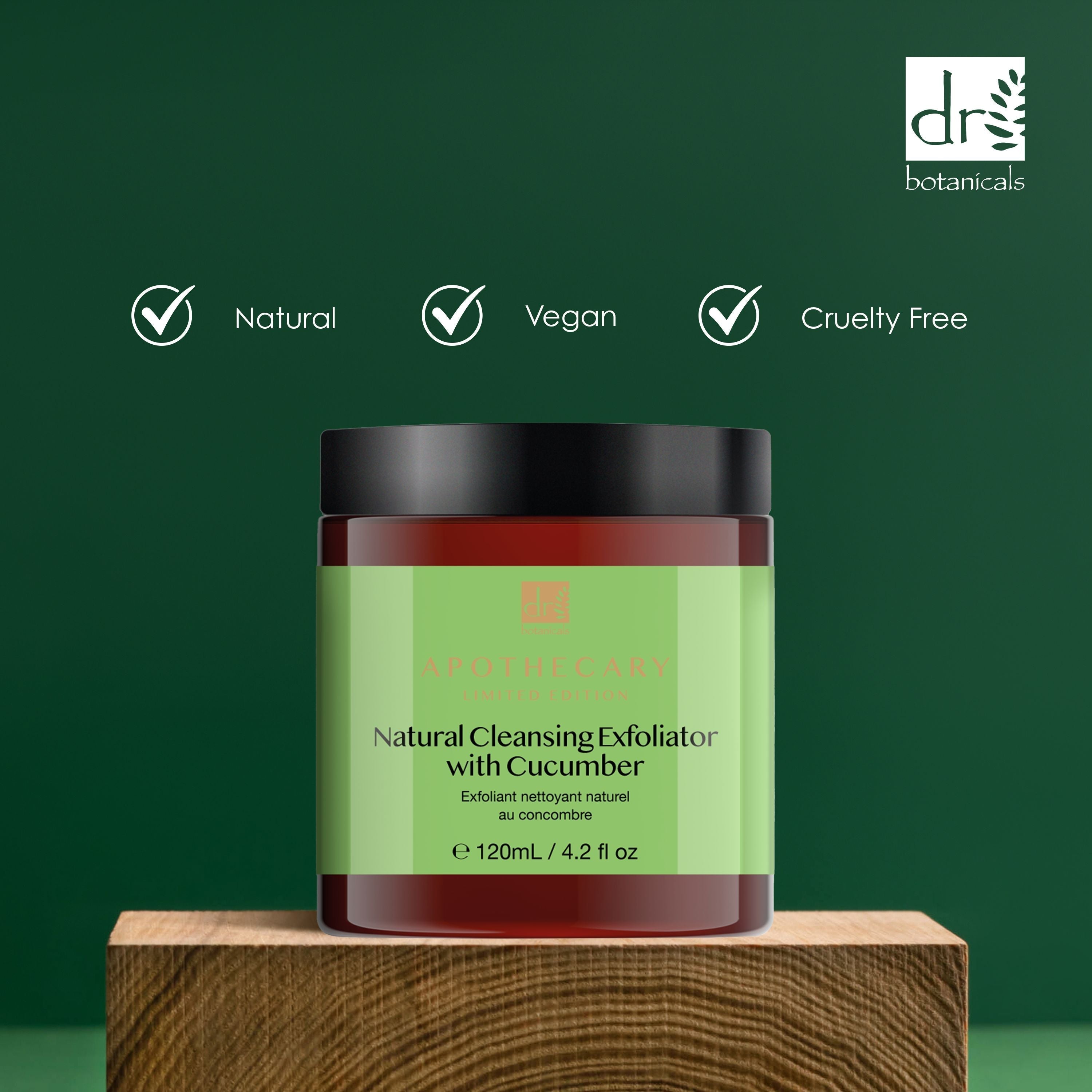 Dr Botanicals Natural Cleansing Exfoliator with Cucumber 120ml Twin Value Savings Pack - skinChemists