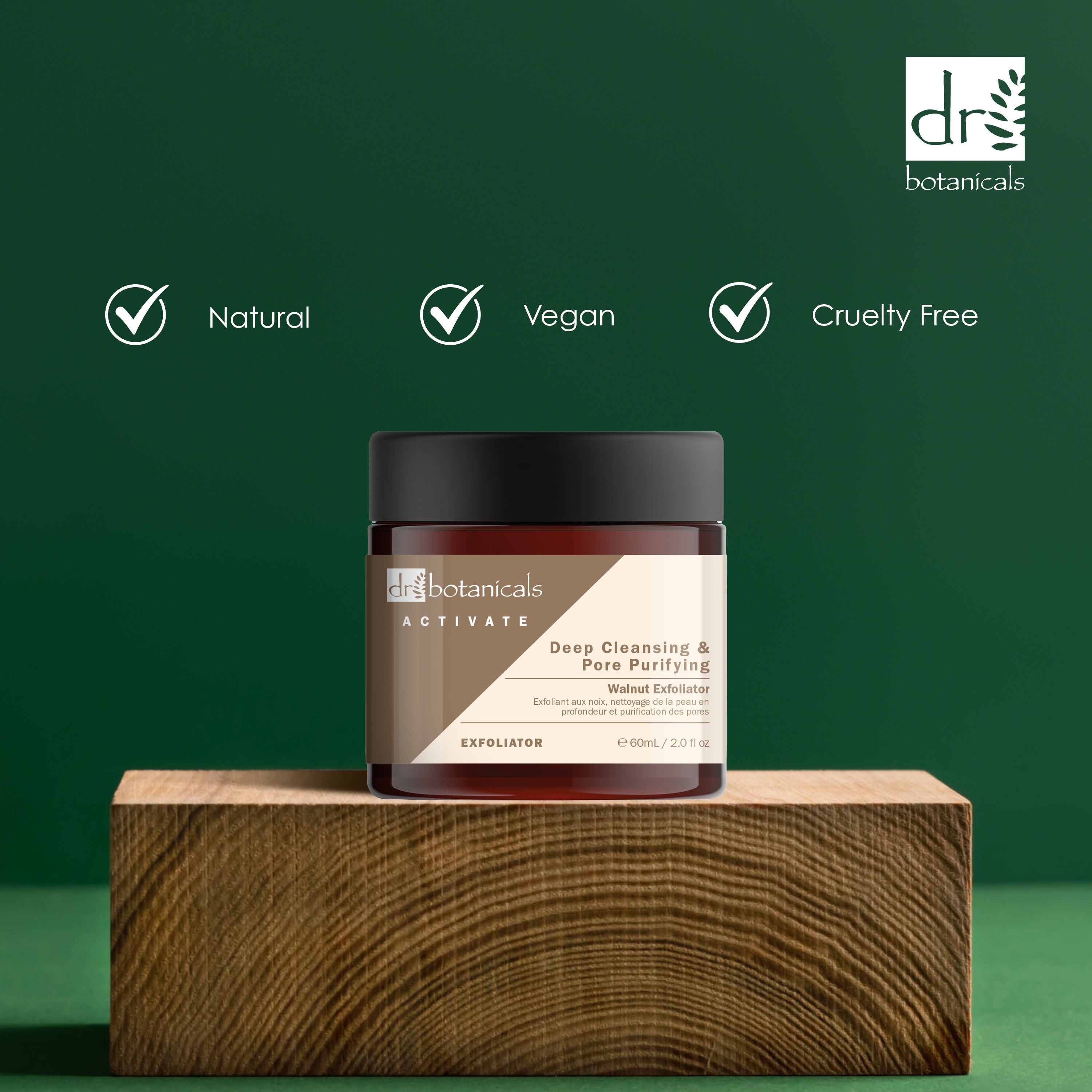 Dr Botanicals Activate Deep Cleansing & Pore Purifying Walnut Exfoliator 60ml Twin Value Savings Pack - skinChemists