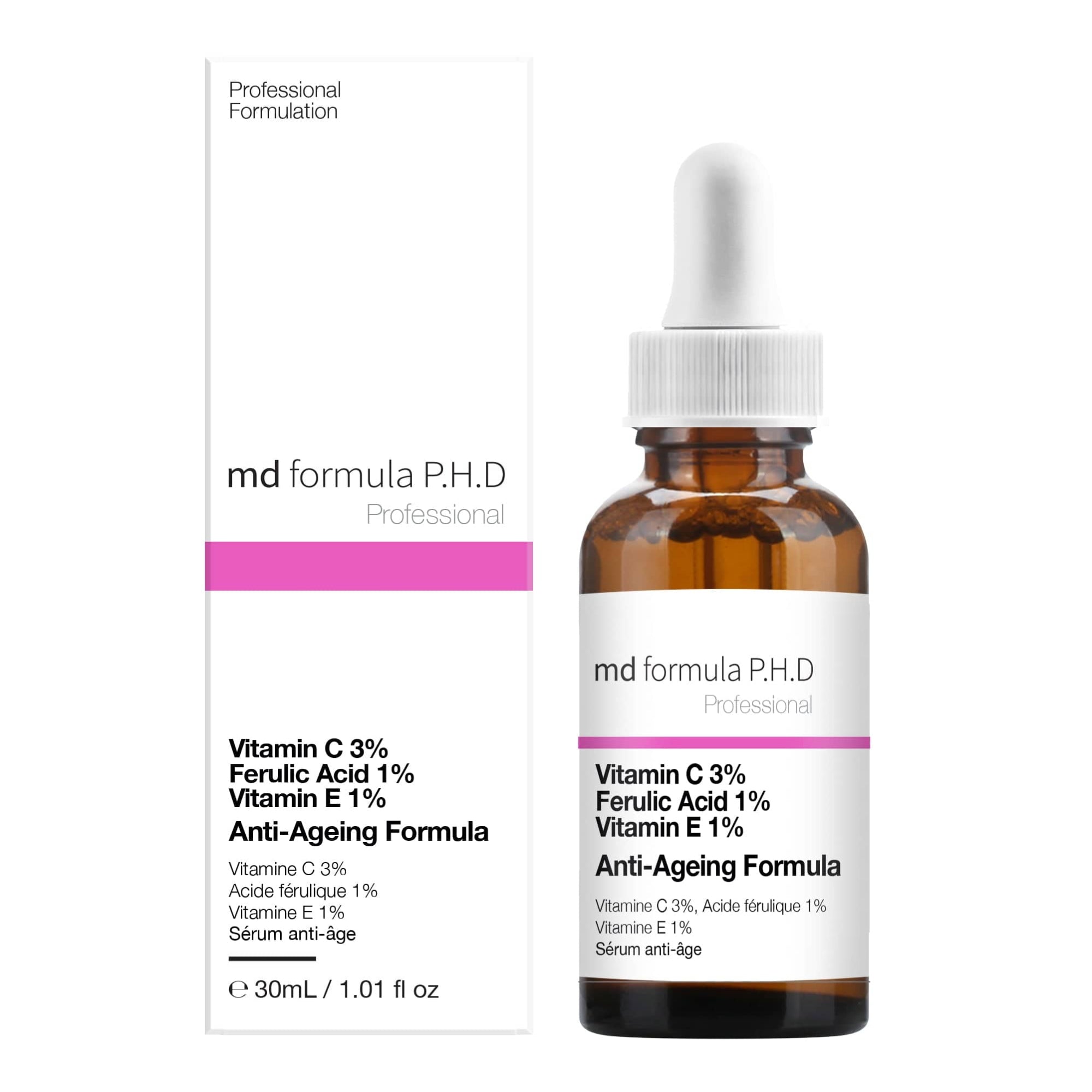 MD Formula Anti-Ageing Serum Vitamin C 3%, Ferulic Acid 1%, Vitamin E 1% 30ml Twin Value Savings Pack