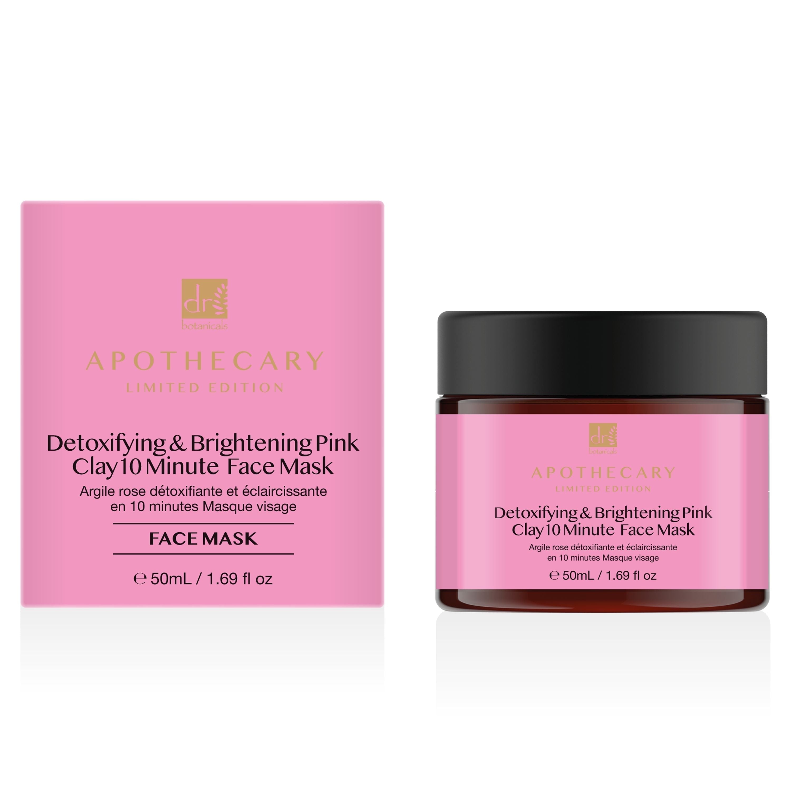 Dr Botanicals Detoxifying & Brightening Pink Clay 10 Minute Face Mask 50ml Twin Value Savings Pack - skinChemists