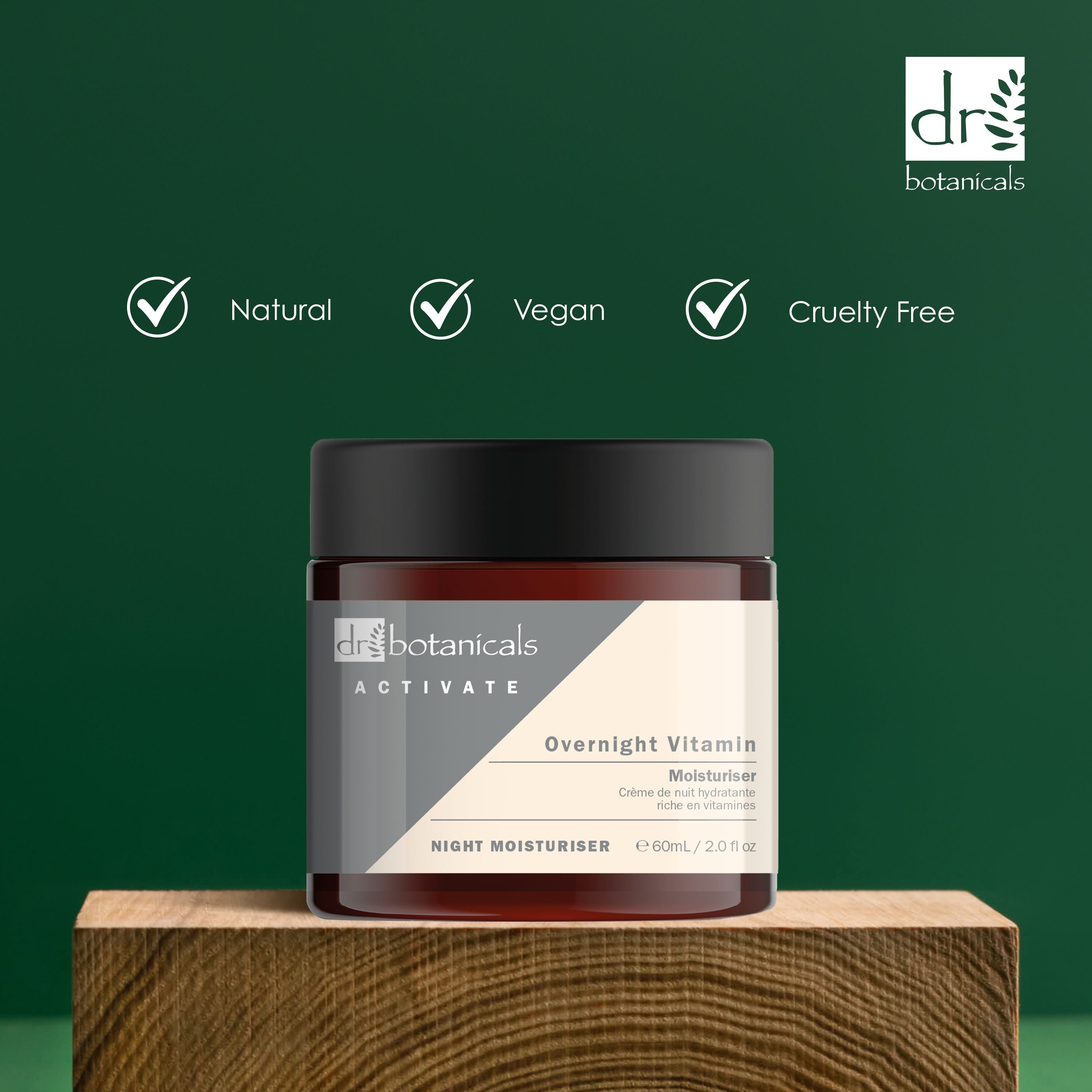 Dr Botanicals Activate Overnight Vitamin Moisturiser 60ml Twin Value Savings Pack - skinChemists