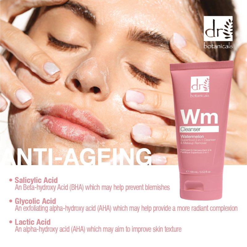 Watermelon Superfood 2-in-1 Cleanser & Makeup Remover with Glycolic Acid, Salicylic Acid and Lactic Acid 100ml - skinChemists