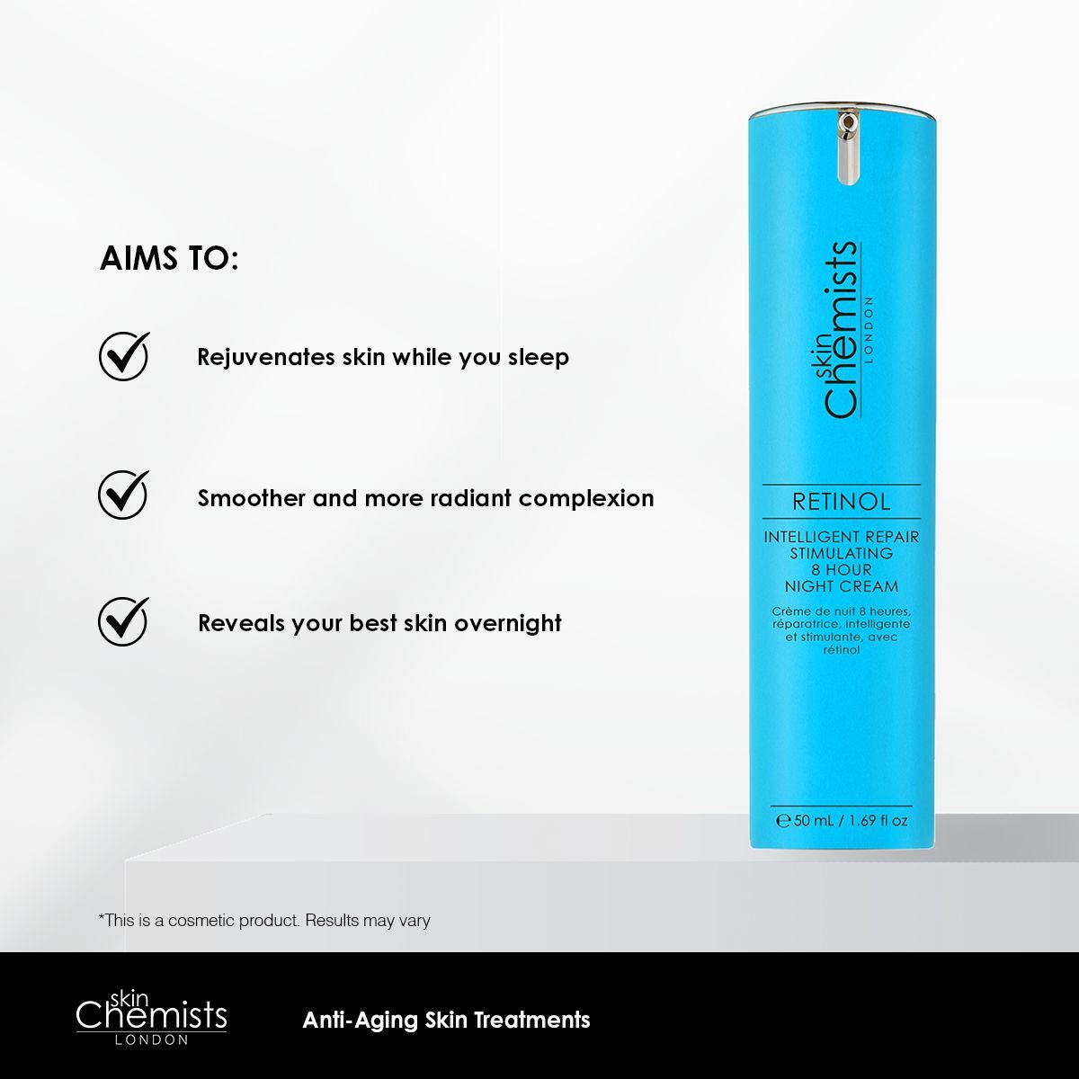 skinChemists Retinol Intelligent Repair Stimulating 8 Hour Night Cream 50ml Twin Value Savings Pack