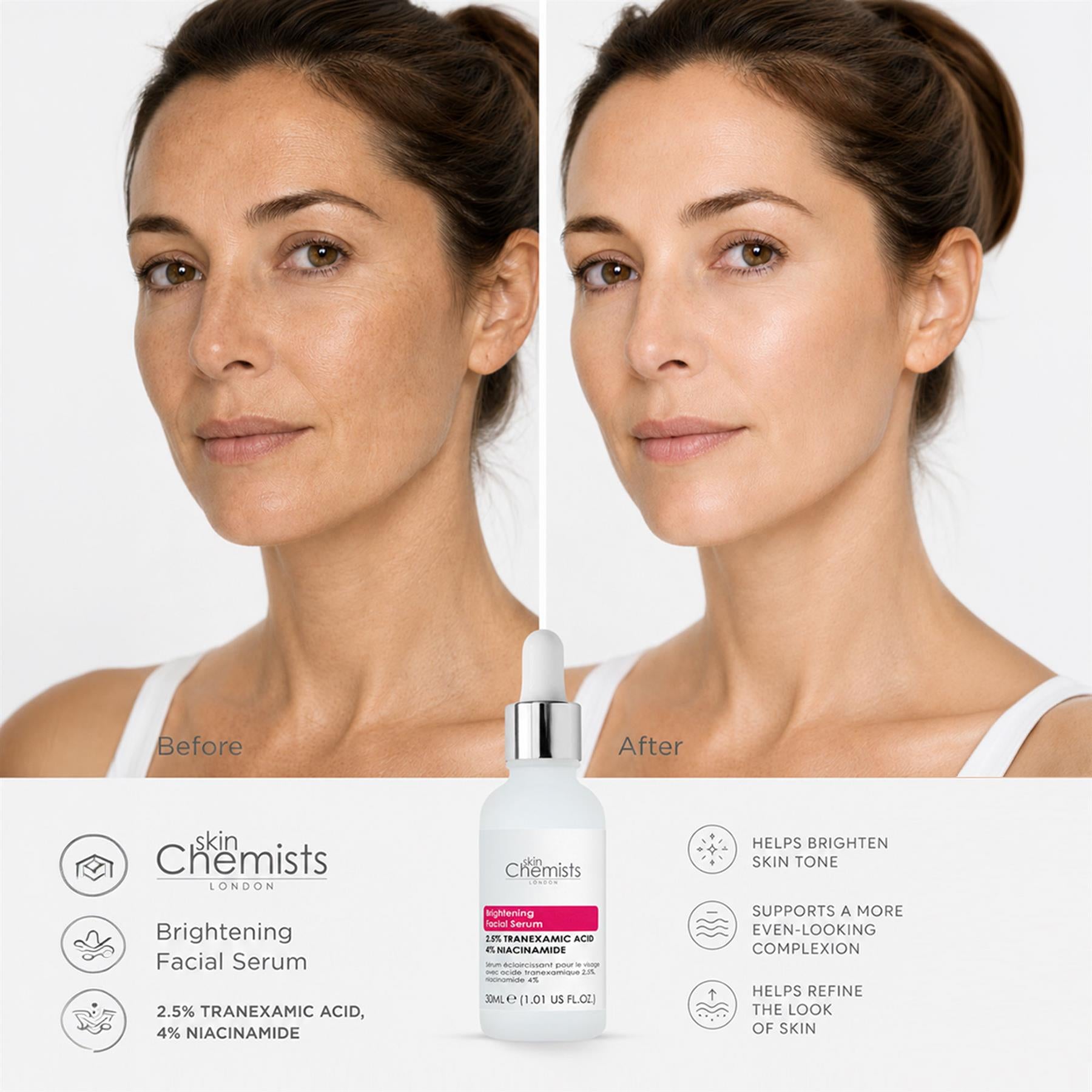 Brightening Tranexamic Acid 2.5%, Niacinamide 4% Facial Serum 30ml