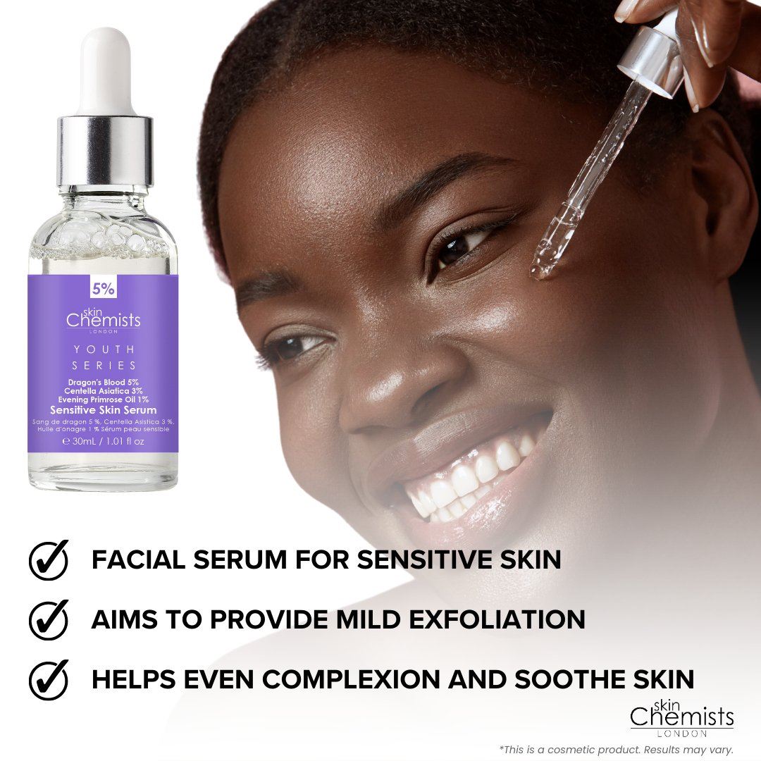Sensitive Skin Facial Serum with 5% Dragon's Blood, 3% Centella Asiatica & 1% Evening Primrose Oil 30ml