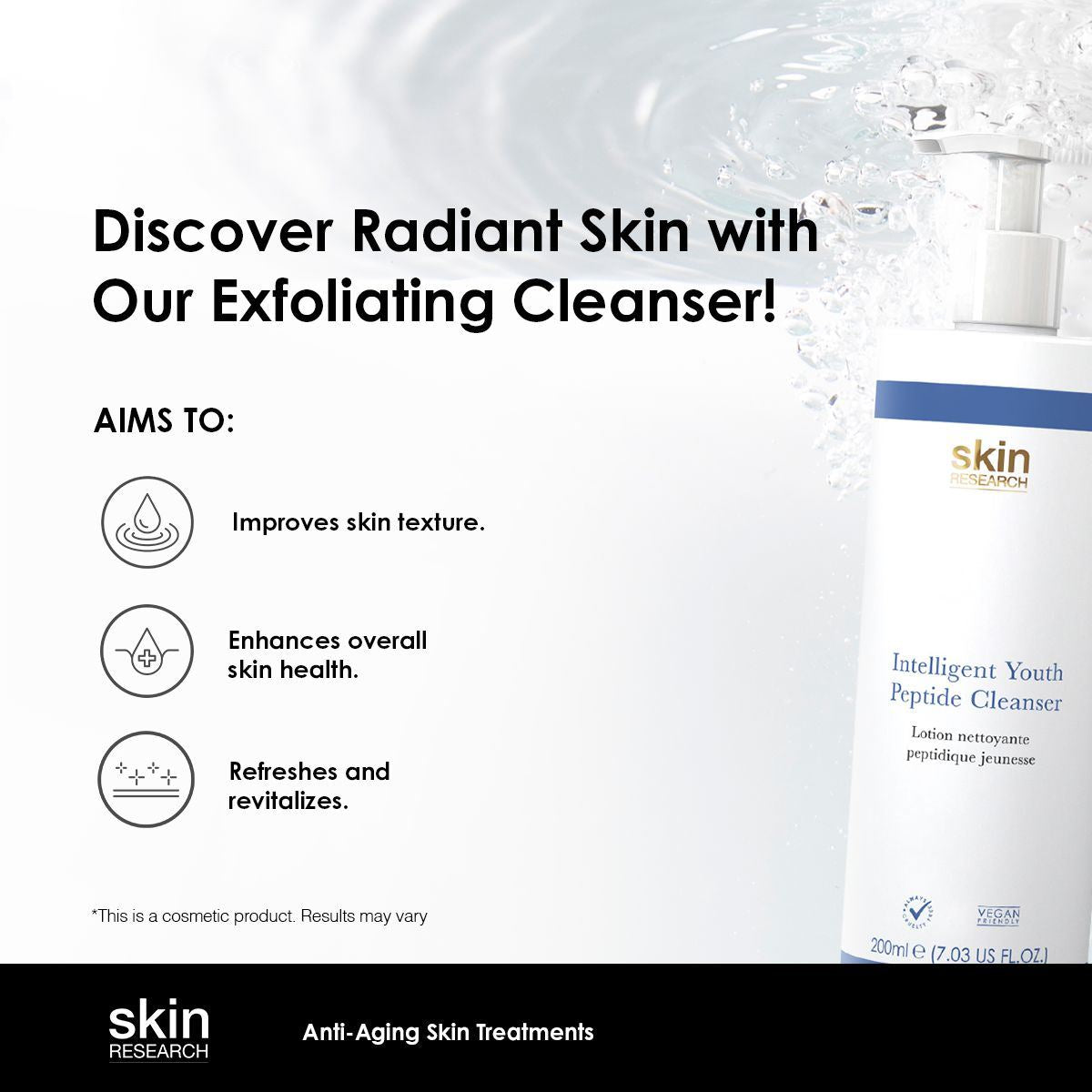 Skin Research Youth Peptide Cleanser 200ml Twin Value Savings Pack