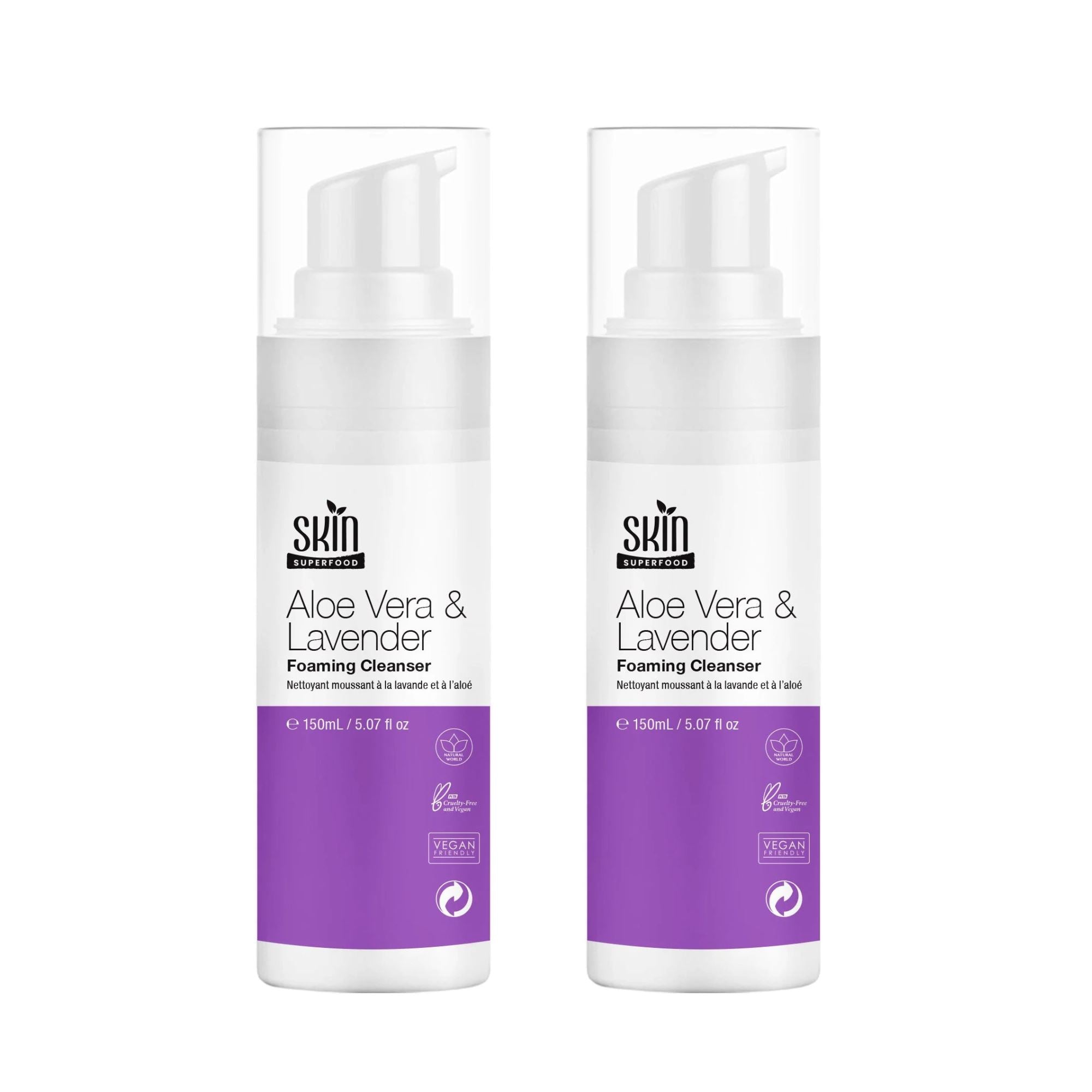 Skin Superfood Aloe Vera & Lavendar Foaming Cleanser 150ml Twin Value Savings Pack