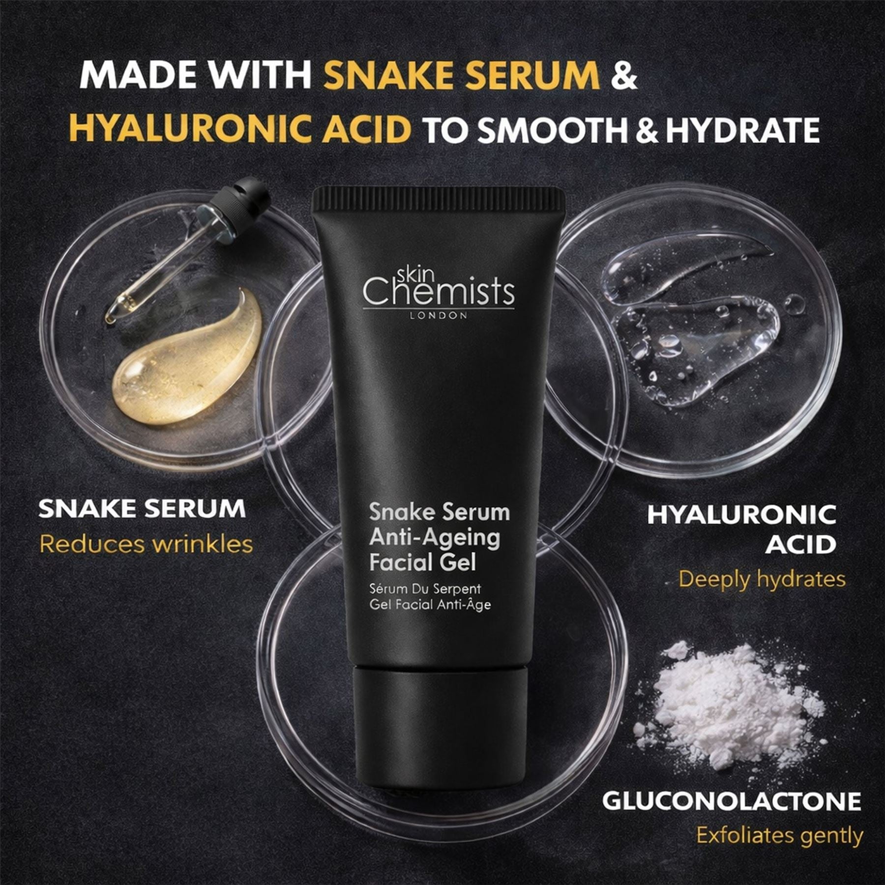 skinChemists Snake Serum Anti-Ageing Facial Gel 30ml