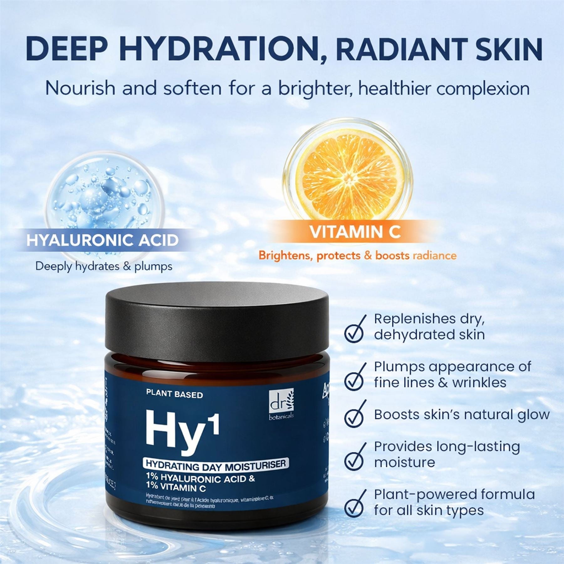 Hydrating Day Moisturiser with 1% Hyaluronic Acid & 1% Vitamin C  60ml