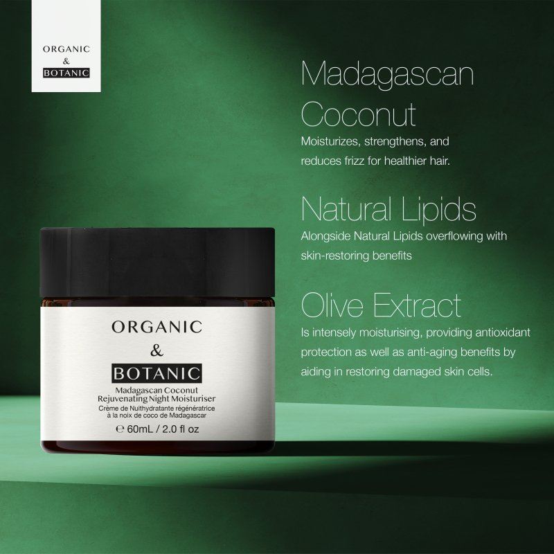 Madagascan Coconut Night Cream - 60ml - Deeply Hydrating & Nourishing with Vitamin C for Smooth, Supple, & Radiant Skin