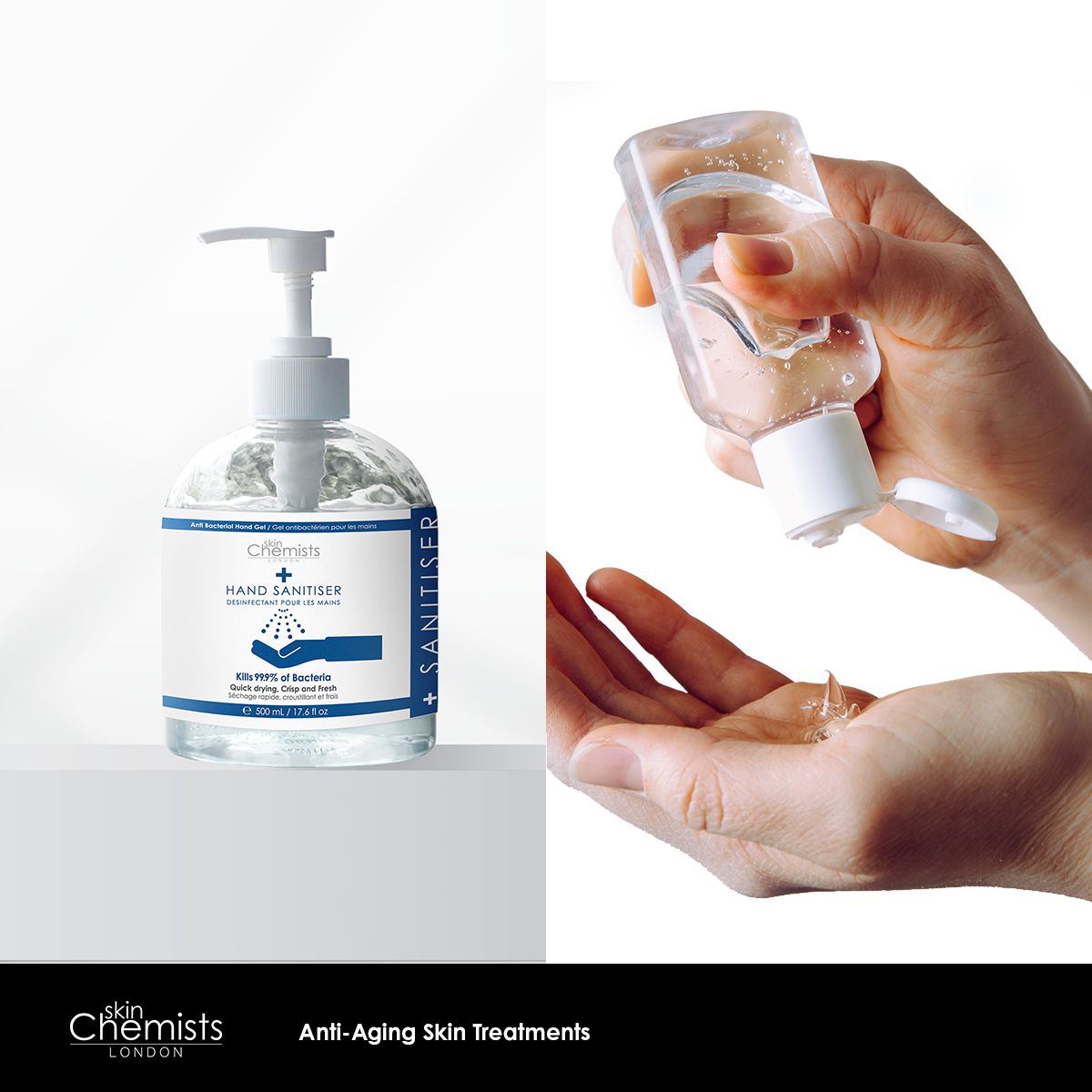skinChemists Hand Sanitiser 500ml Twin Value Savings Pack