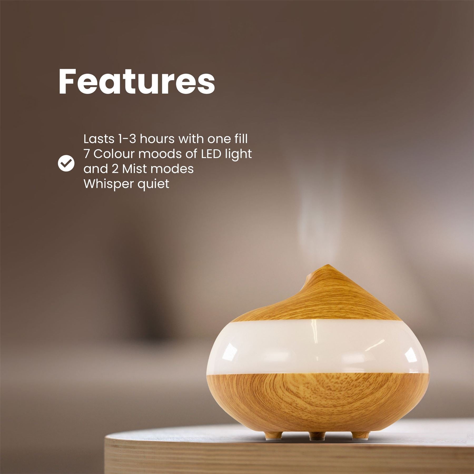 Bio-Balancing Wooden Aroma Digital Diffuser Clear Panel (UK Plug)