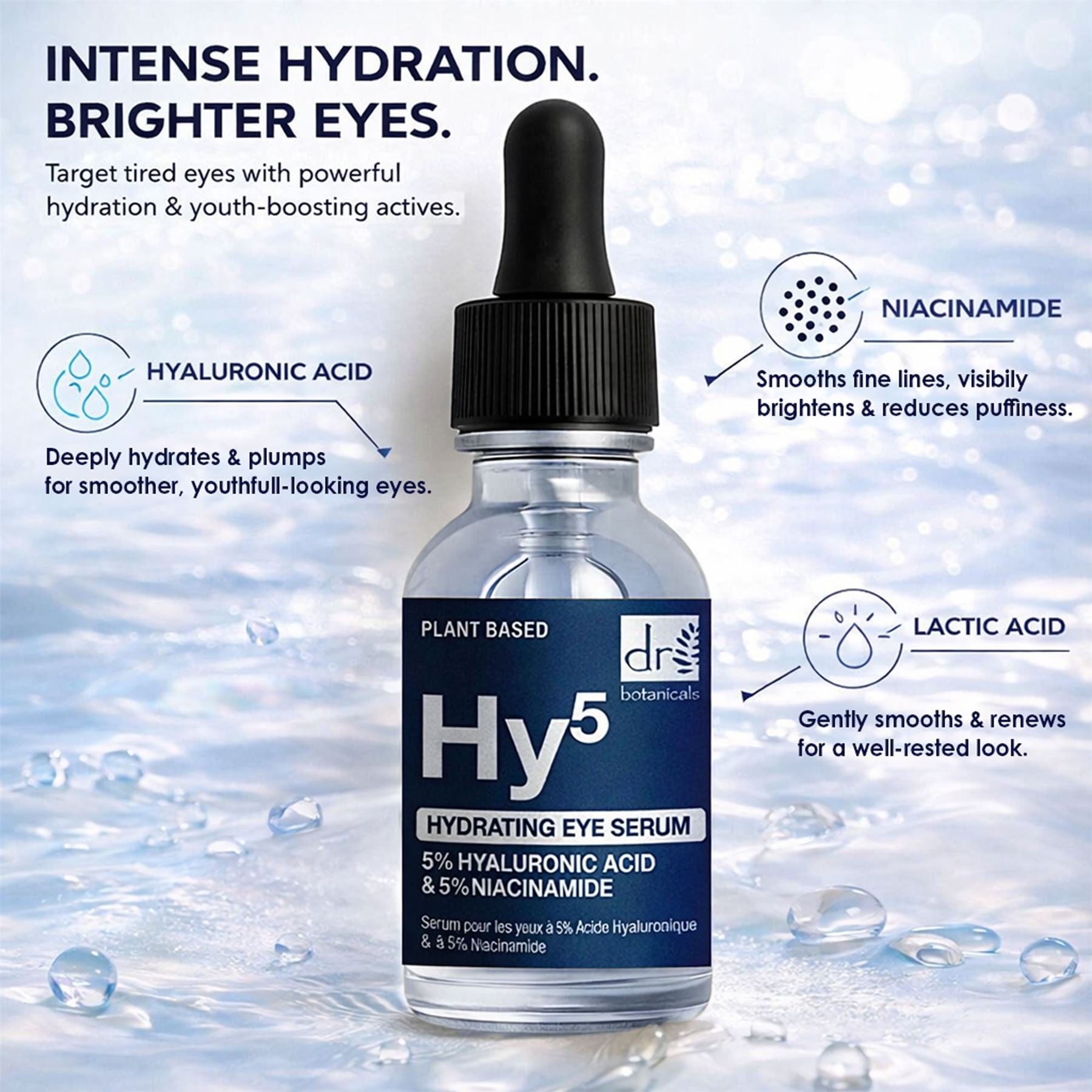 Hyaluronic Acid & Niacinamide Brightening Eye Serum | Hydrates, Smooths & Revitalises | 15ml