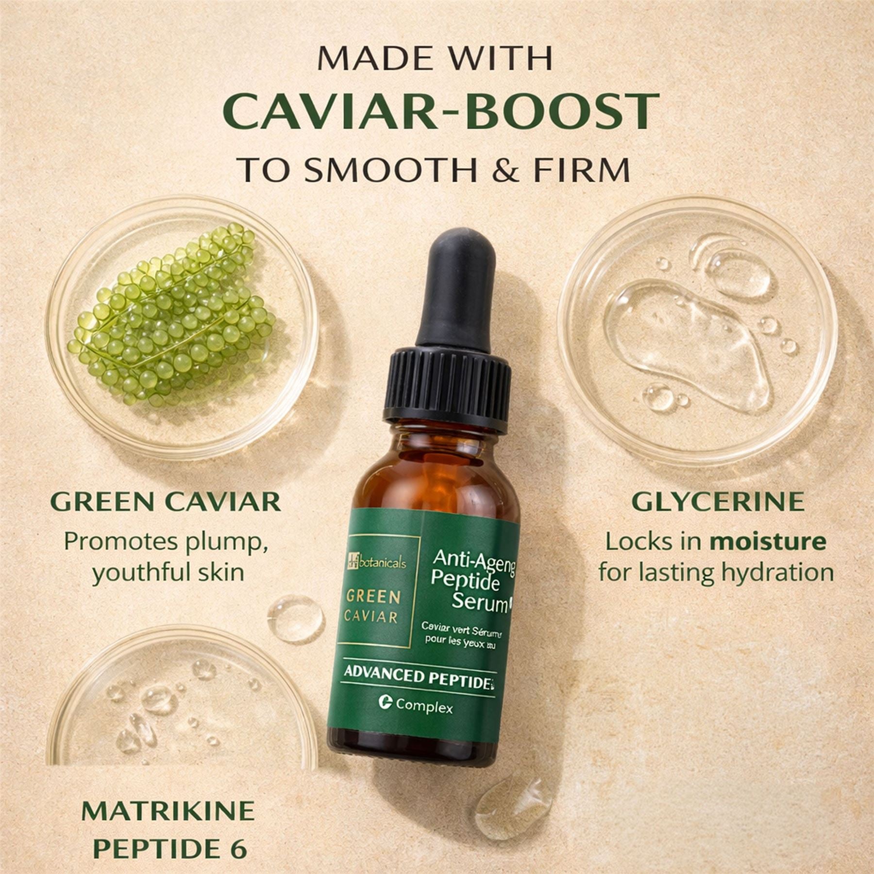 Dr Botanicals Green Caviar Anti-Ageing Peptide Eye Serum 15ml Twin Value Savings Pack