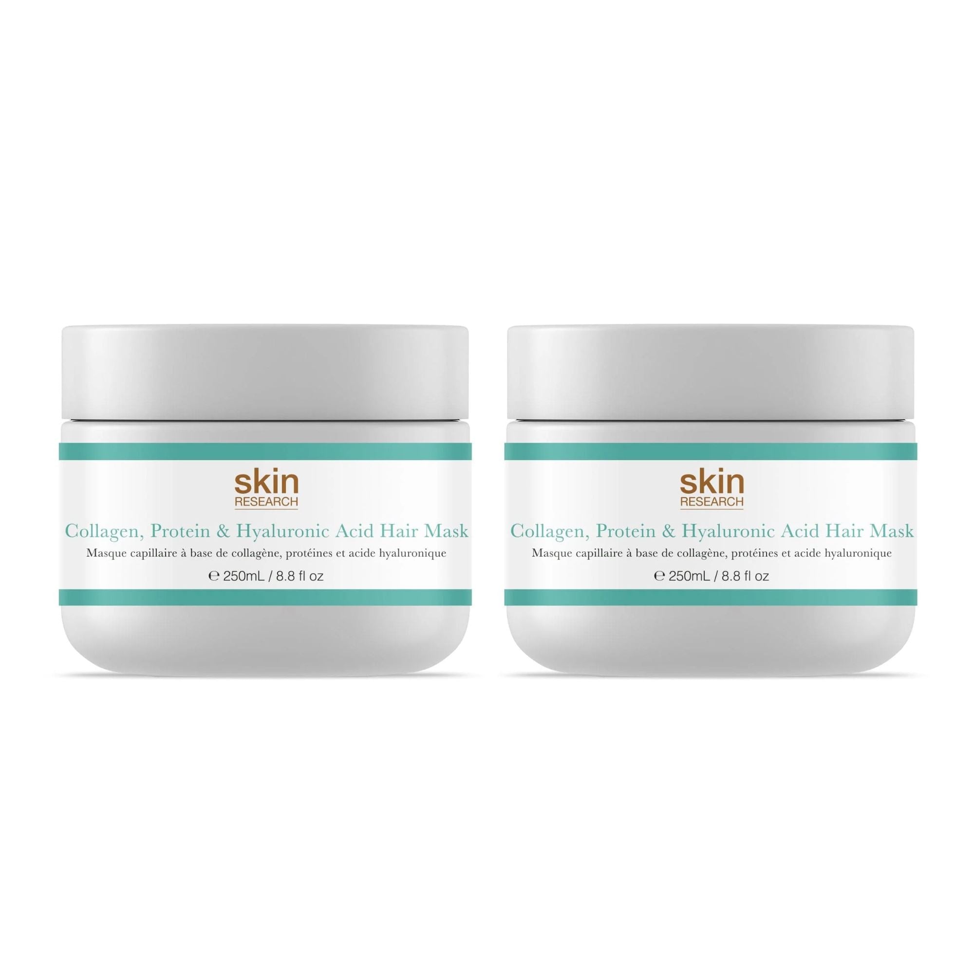 Skin Research Collagen, Protein & Hyaluronic Acid Hair Mask 250ml Twin Value Savings Pack