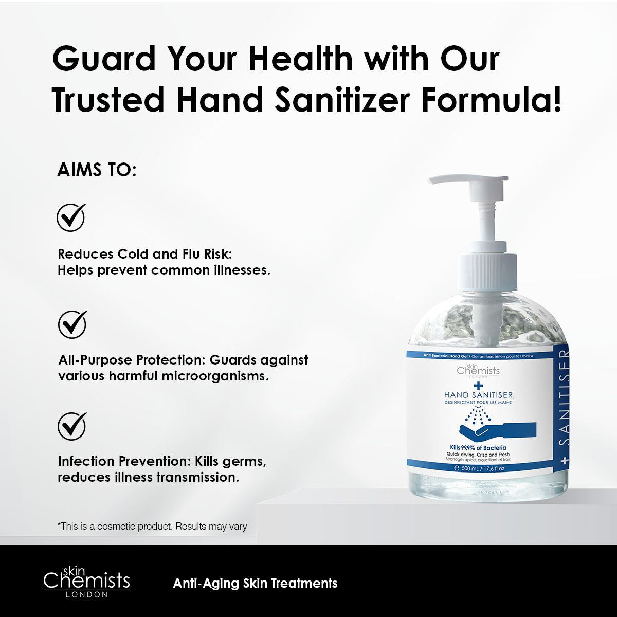 skinChemists Hand Sanitiser 500ml Twin Value Savings Pack