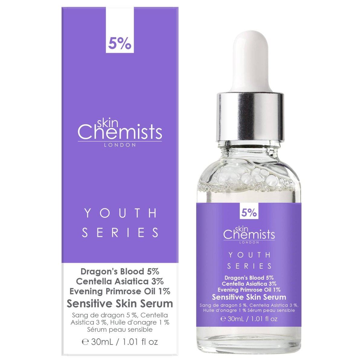 Sensitive Skin Facial Serum with 5% Dragon's Blood, 3% Centella Asiatica & 1% Evening Primrose Oil 30ml
