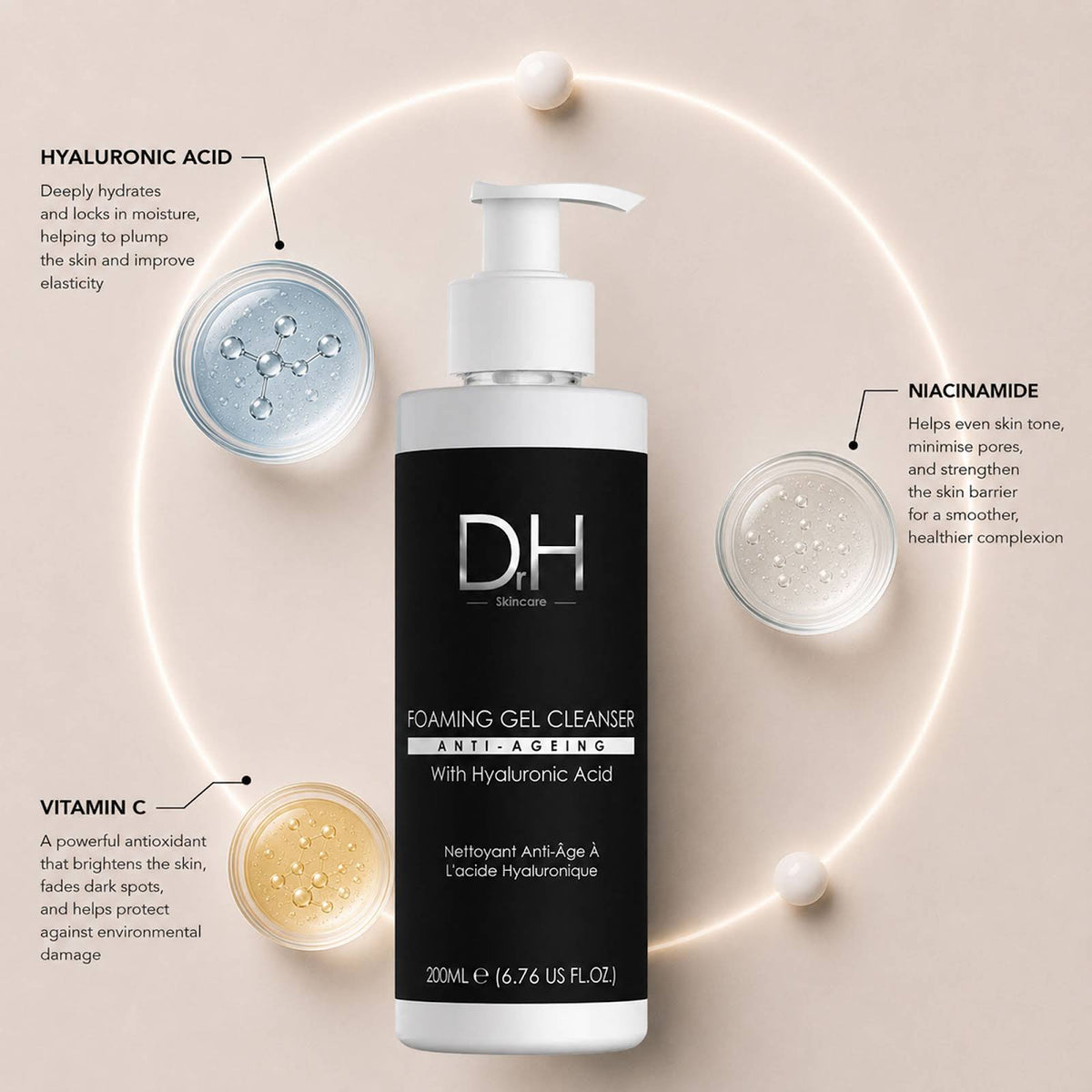 Dr H Foaming Gel Cleanser with Hyaluronic Acid 200ml