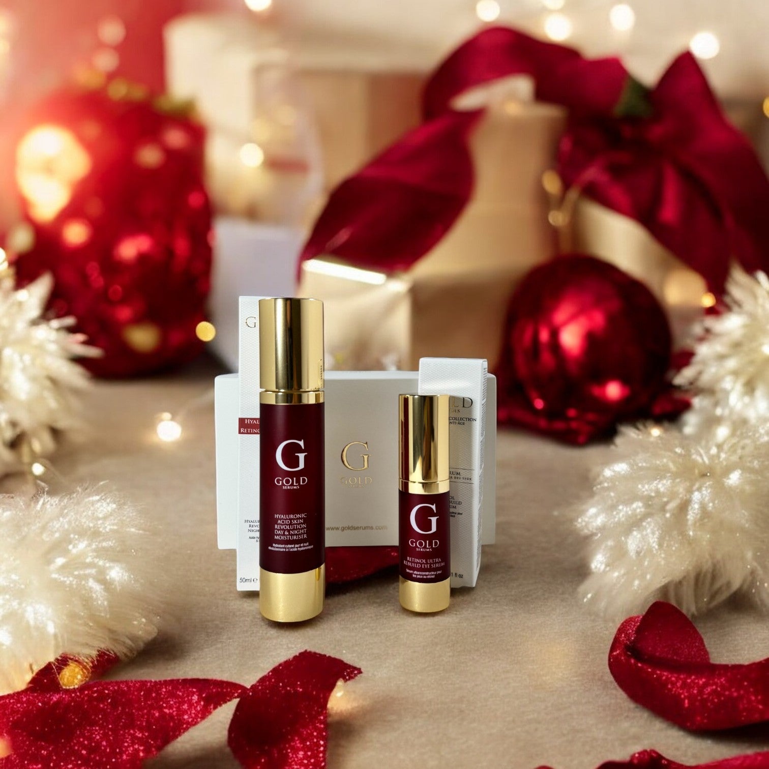 Gold Serums Hyaluronic Acid Duo Moisturiser & Retinol Eye Serum Christmas Gift Set - skinChemists