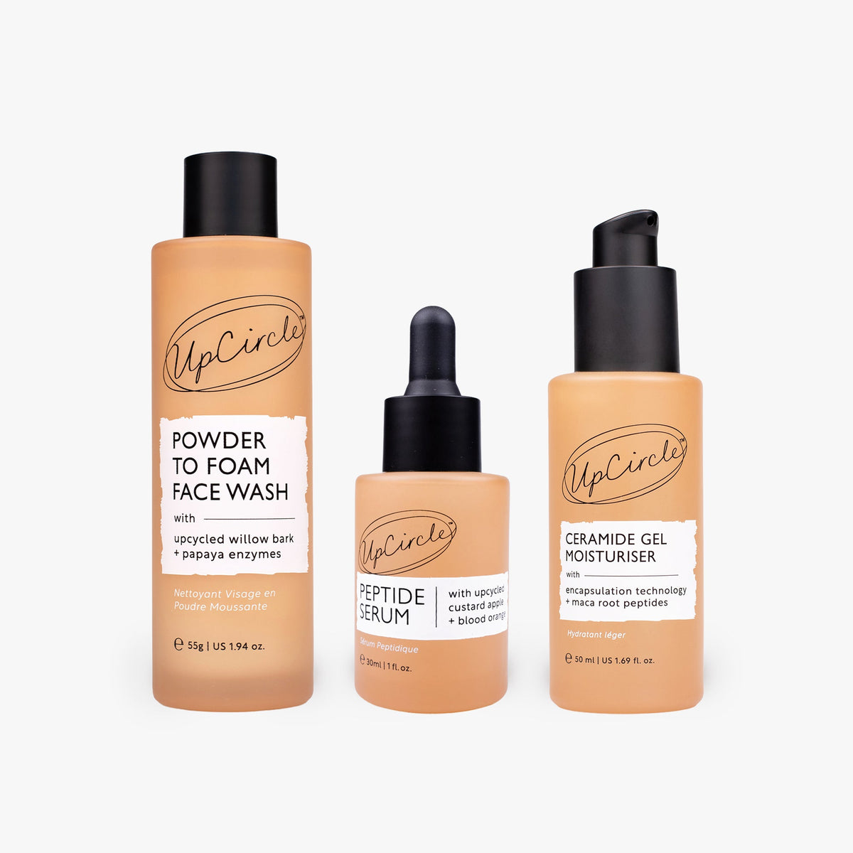 The Menopause Skin Set: Face Wash, Peptide Serum + Ceramide Gel Moisturizer