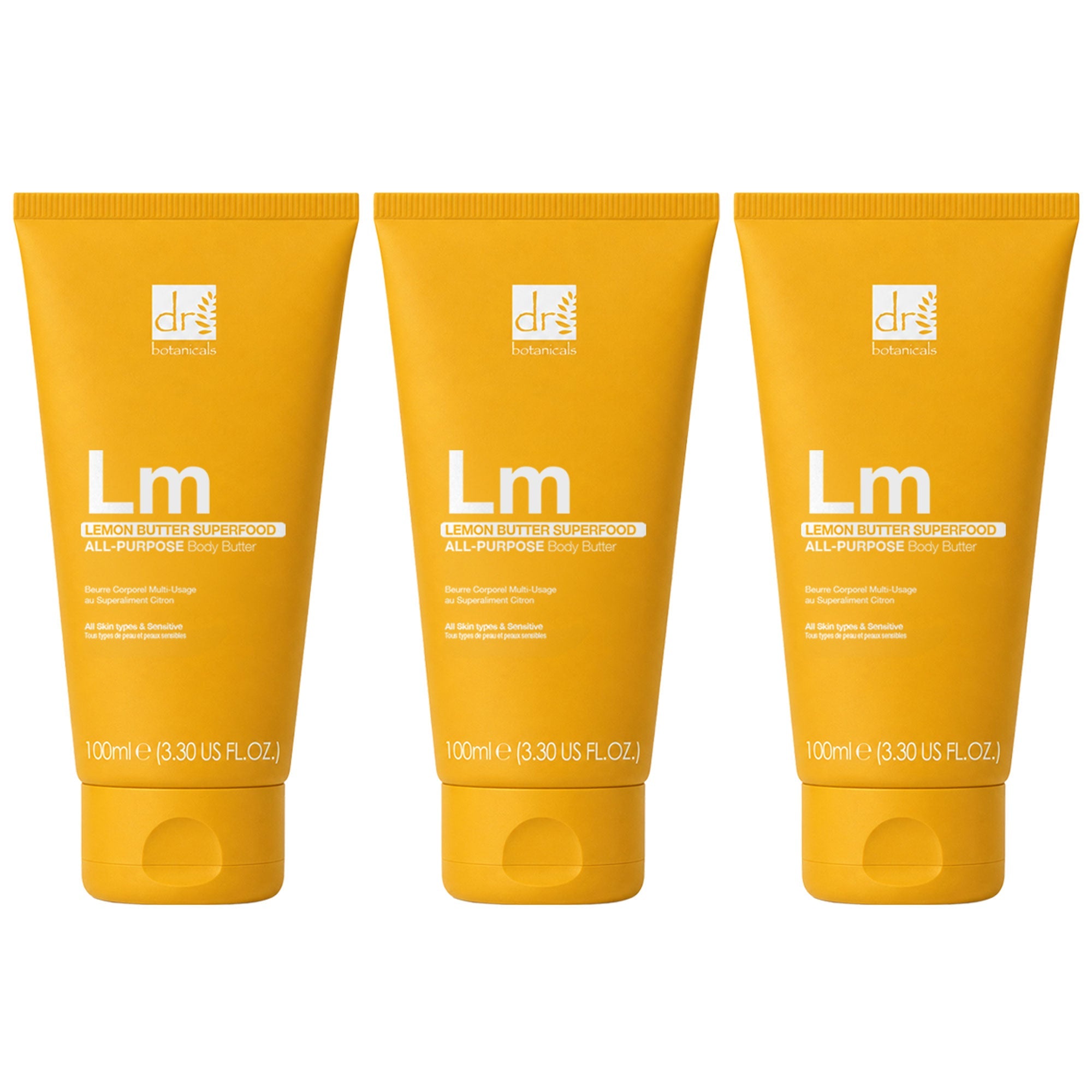 Dr Botanicals Lemon Superfood All-Purpose Body Butter 100ml 3-Pack