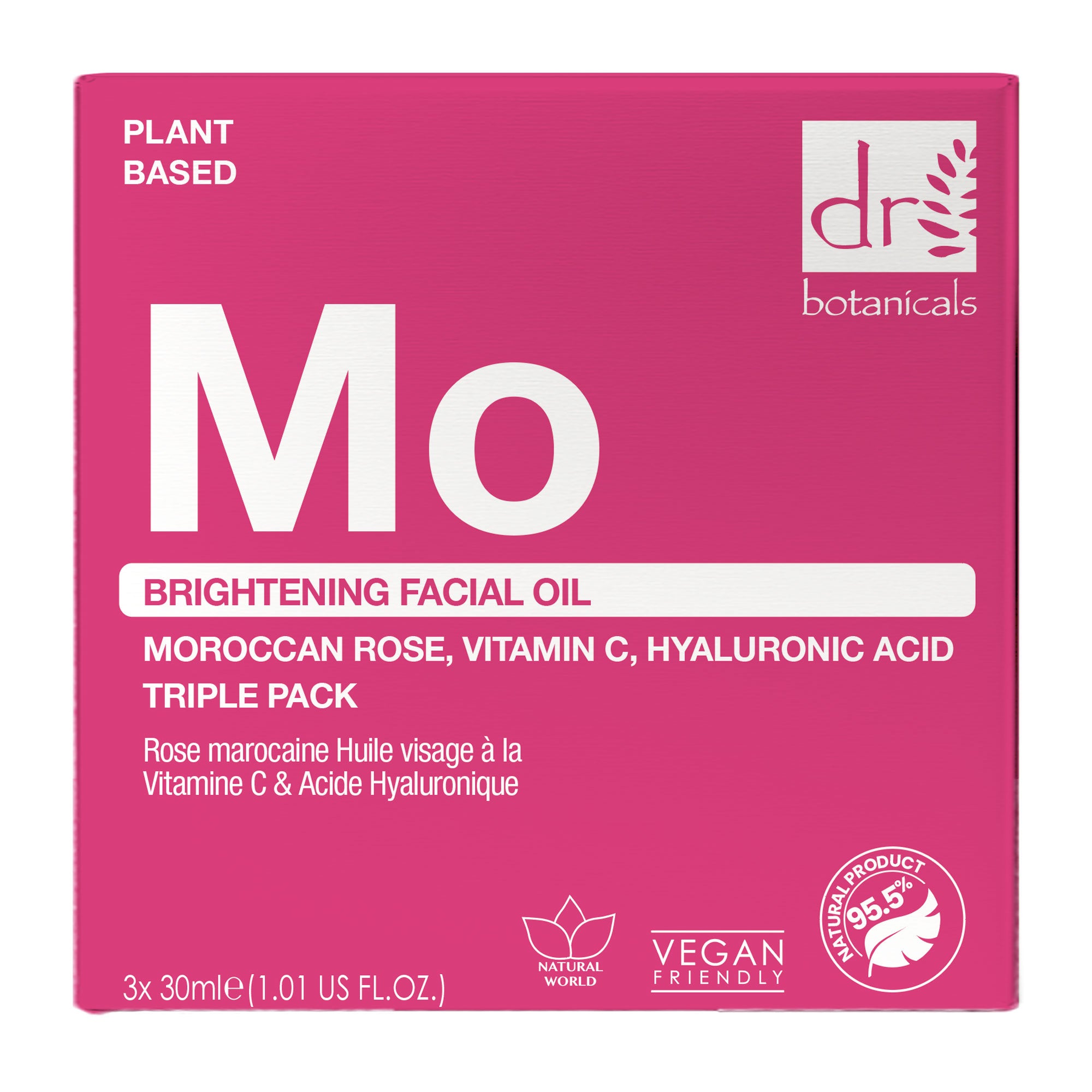 Moroccan Rose Facial Oil with Hyaluronic Acid & Vitamin C 30ml | 3-Pack