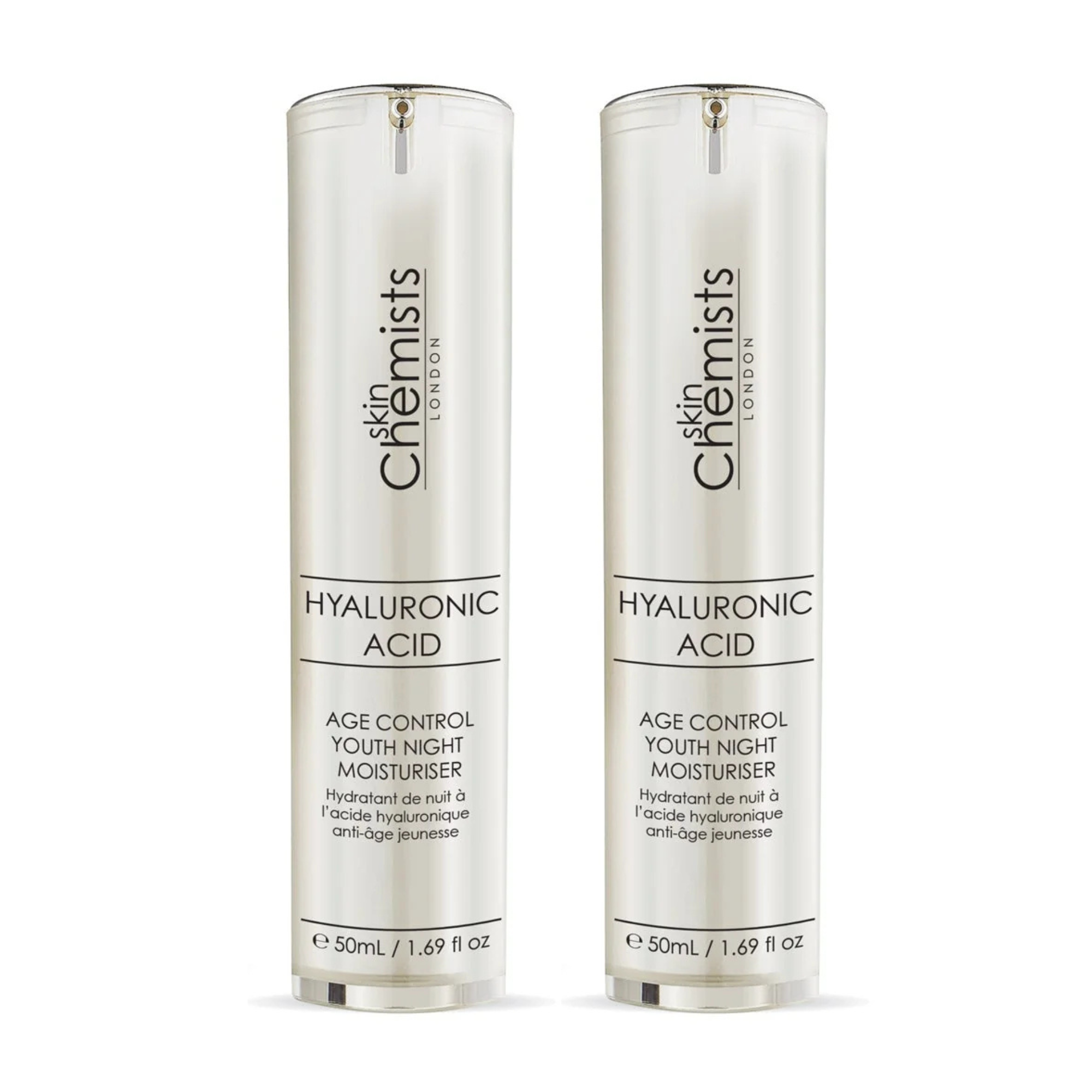 skinChemists Hyaluronic Acid Age Control Youth Night Moisturiser 50ml Twin Value Savings Pack