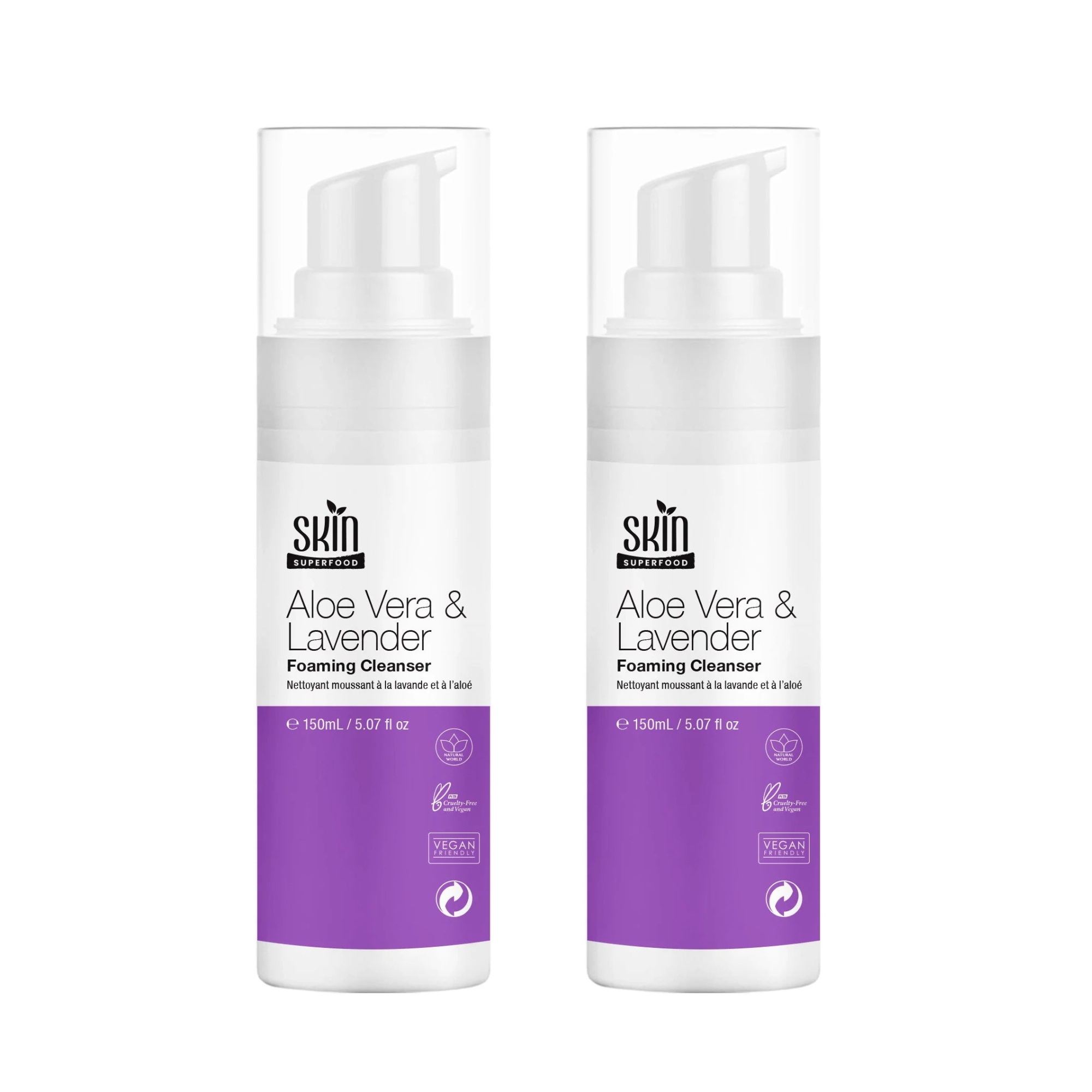 Skin Superfood Aloe Vera & Lavendar Foaming Cleanser 150ml Twin Value Savings Pack - skinChemists