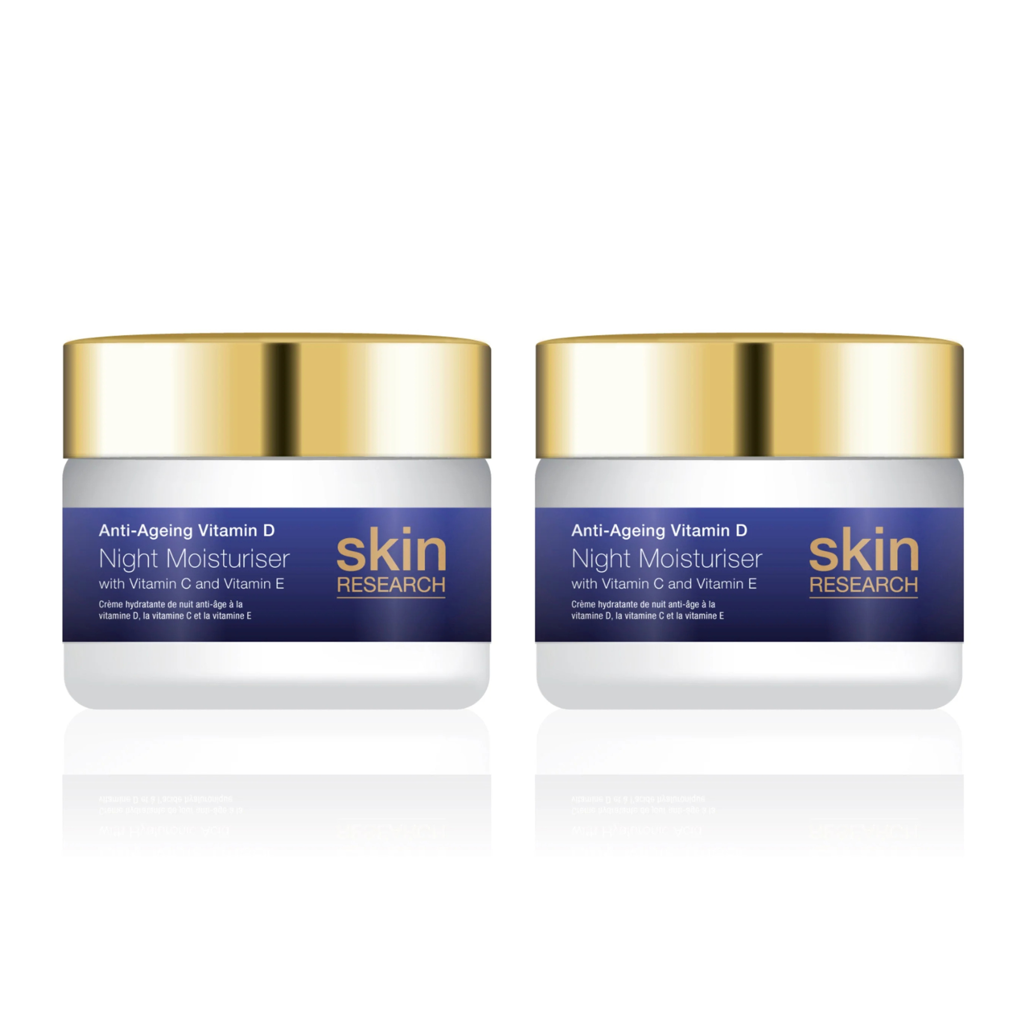 Skin Research Anti-Ageing Vitamin D Hyaluronic Acid & Vitamin C Night Moisturiser 50ml Twin Value Savings Pack - skinChemists