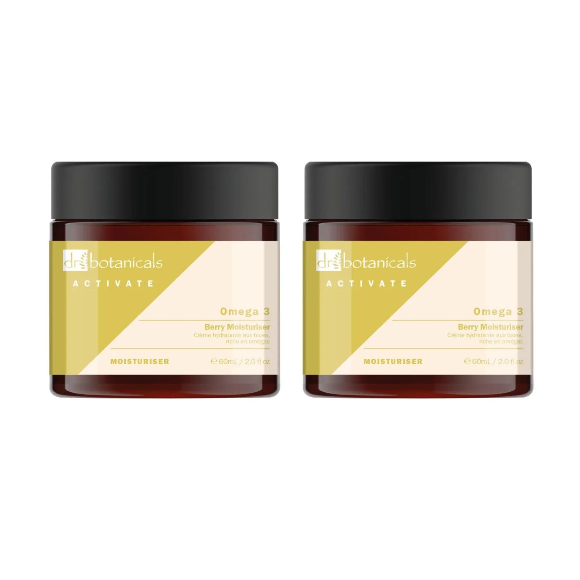 Dr Botanicals Activate Omega 3 Berry Moisturiser 60ml Twin Value Savings Pack
