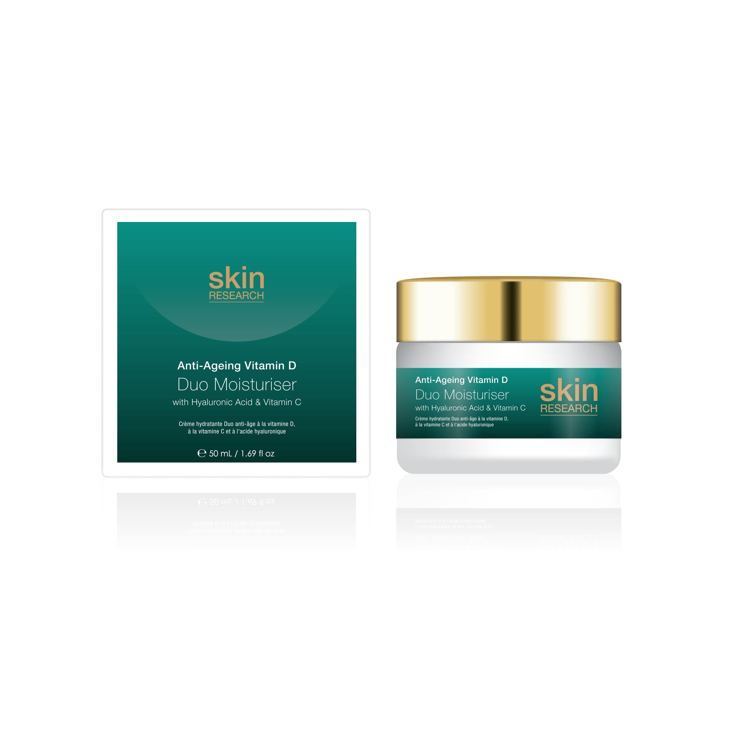 Skin Research Anti-Ageing Vitamin D with Hyaluronic Acid & Vitamin C Duo Moisturiser 50ml Twin Value Savings Pack