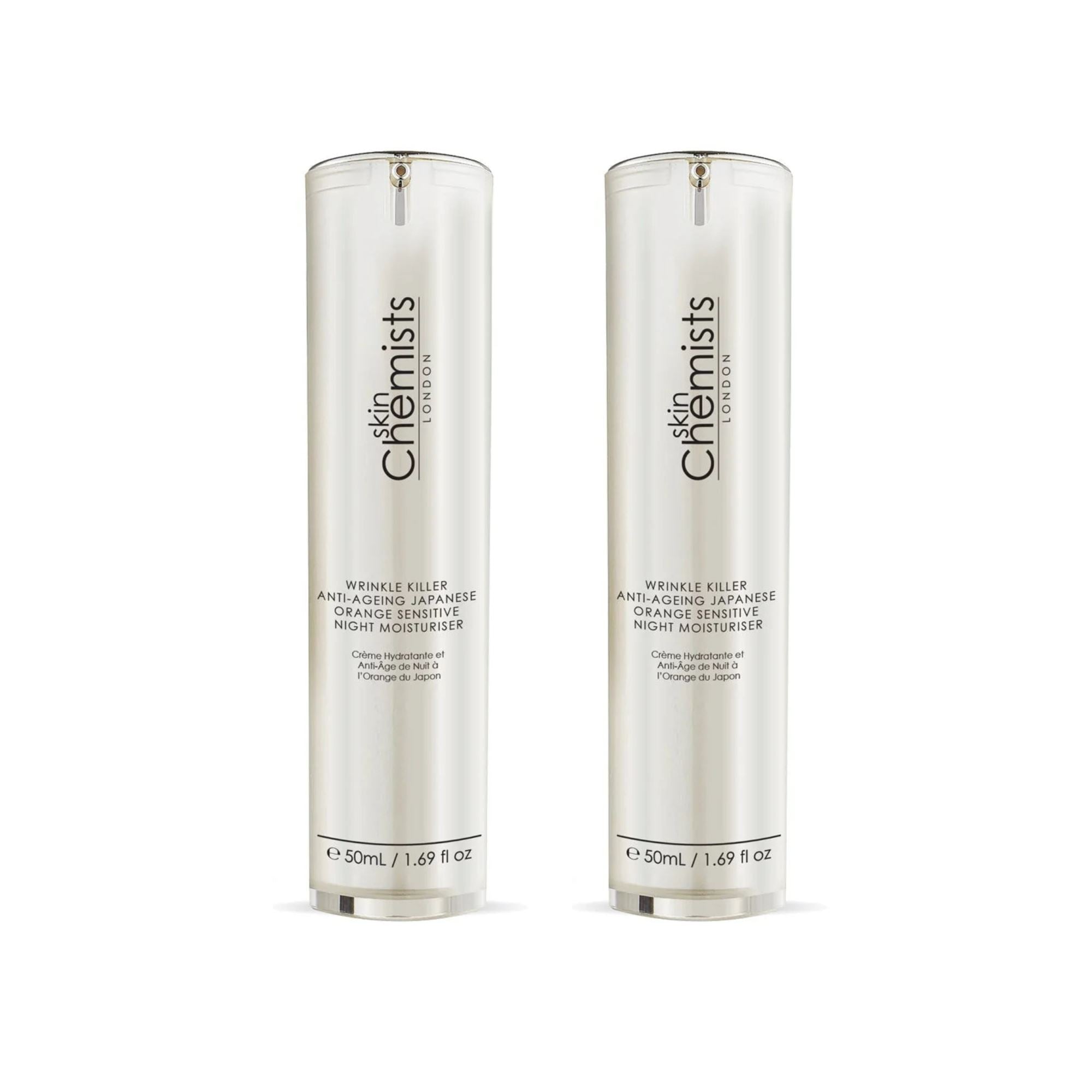 skinChemists Wrinkle Killer Anti-Ageing Japanese Orange Sensitive Night Moisturiser 50ml Twin Value Savings Pack