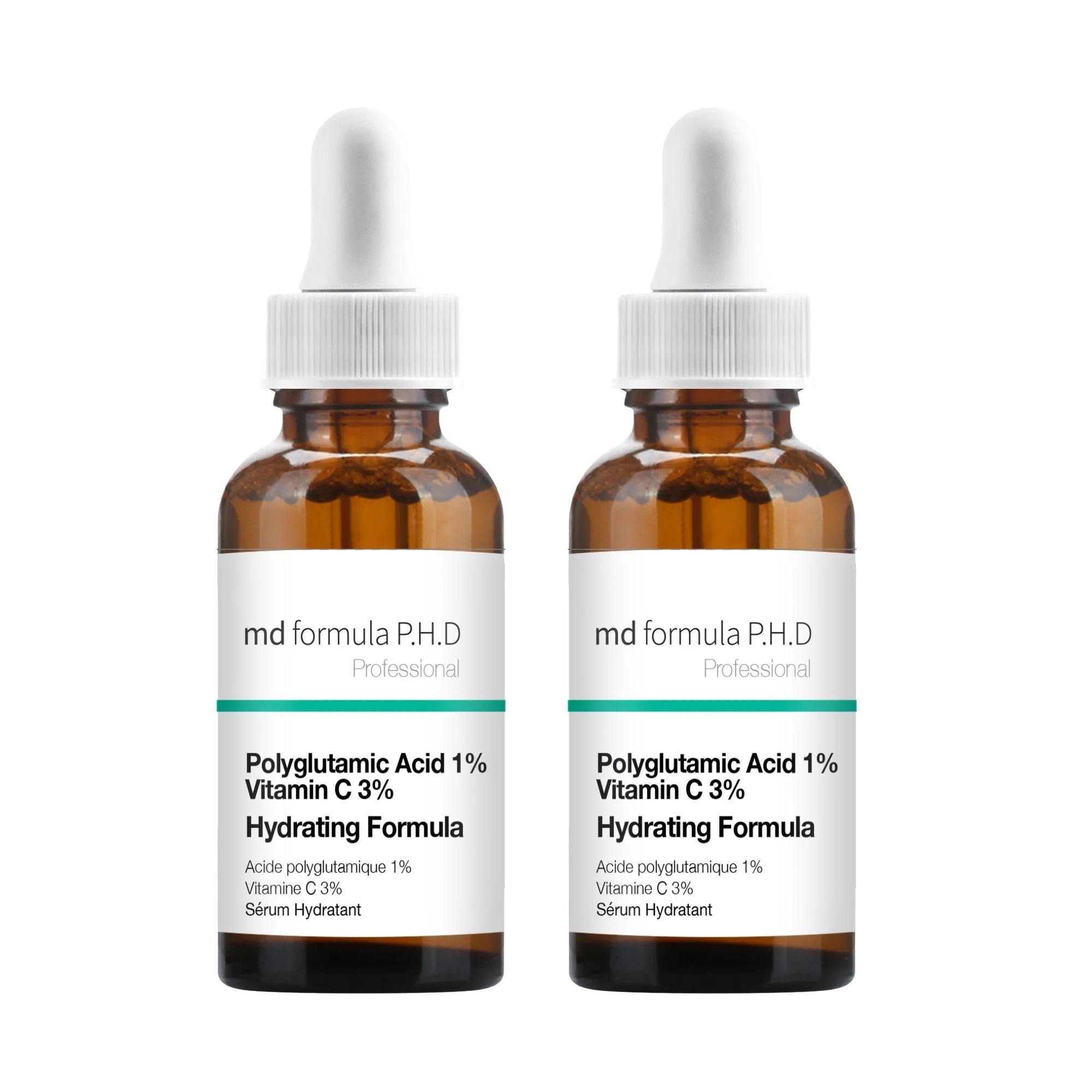 MD Formula Hydrating Serum Polyglutamic Acid 1%, Vitamin C 3% 30ml Twin Value Savings Pack