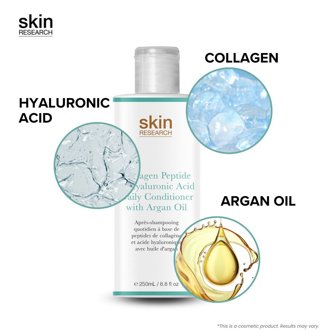 Skin Research Collagen Peptide & Hyaluronic Acid Daily Conditioner with Argan Oil 250ml Twin Value Savings Pack