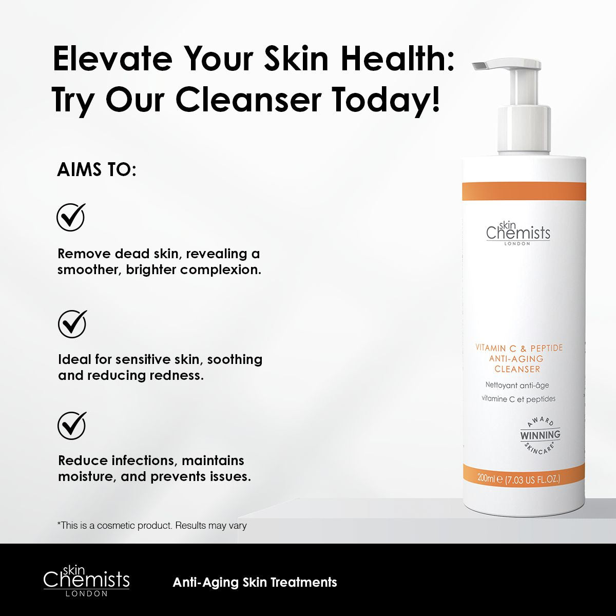 skinChemists Vitamin C & Peptide Cleanser 200ml Twin Value Savings Pack