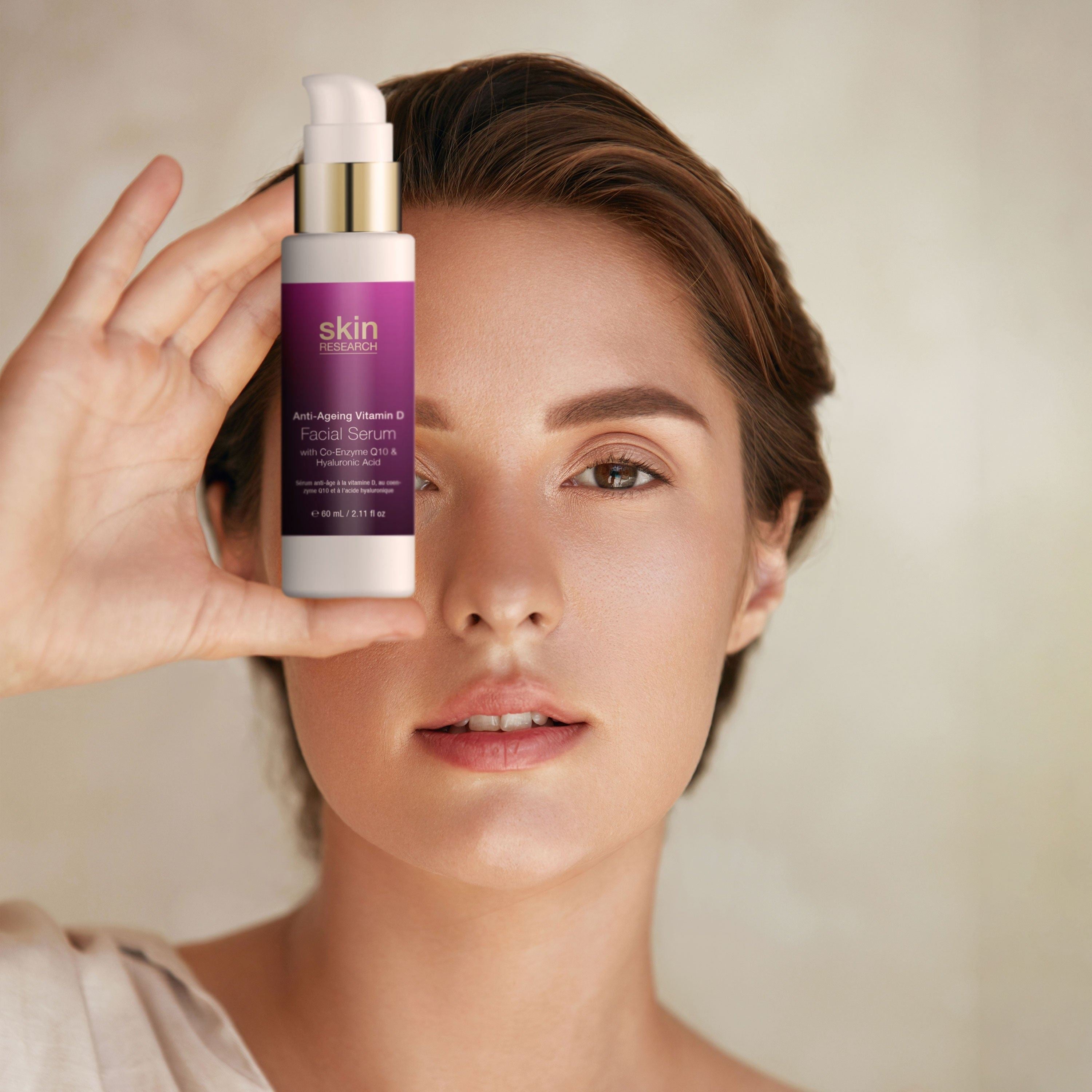 Skin Research Anti-Ageing Vitamin D with Co-Enzyme Q10 & Hyaluronic Acid Serum 60ml Twin Value Savings Pack